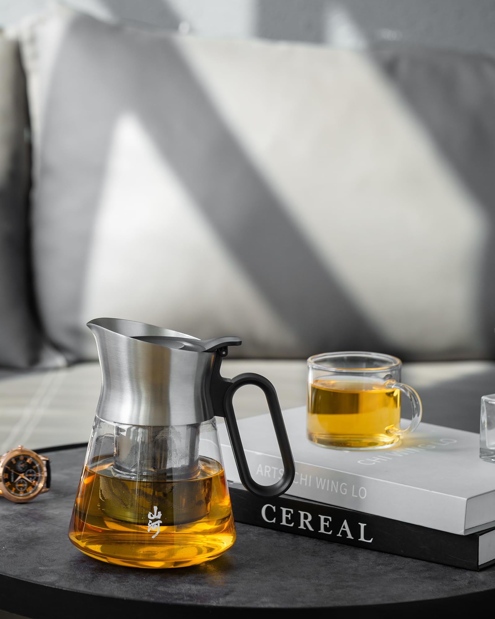 ZENS Design Glas-Teekanne mit Teesieb mit 2 Tassen, 652 ml, kleiner, loser Blätter, steiler Topf mit Edelstahlauslauf für heiße Tee-Diffusoren, ovaler Griff, klares Tee-Ei für Teeliebhaber, Geschenke