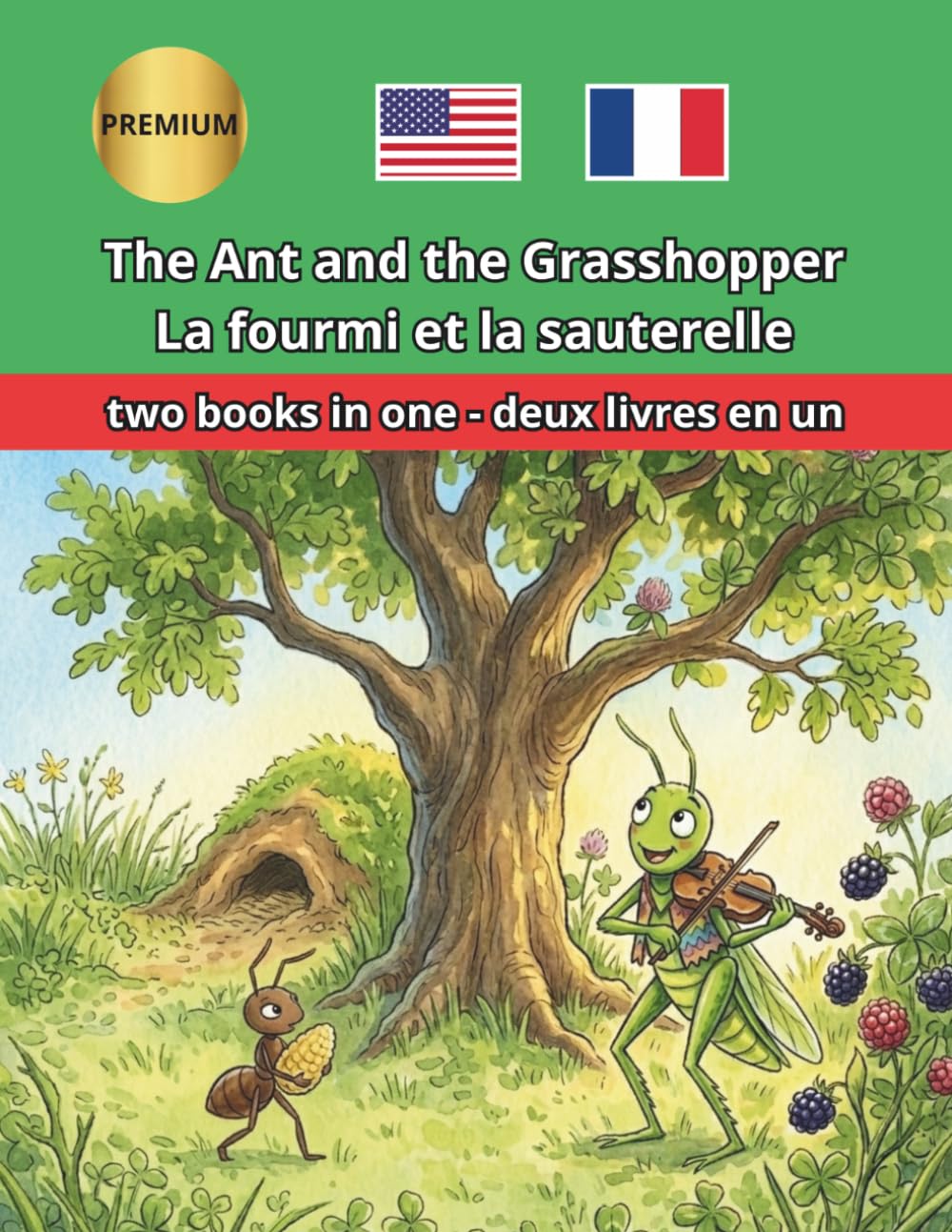 The Ant and the Grasshopper La fourmi et la sauterelle (La Cigale et la Fourmi) Bilingual Book: Classic fable with side-by-side text for children and classrooms (Bilingual English French)