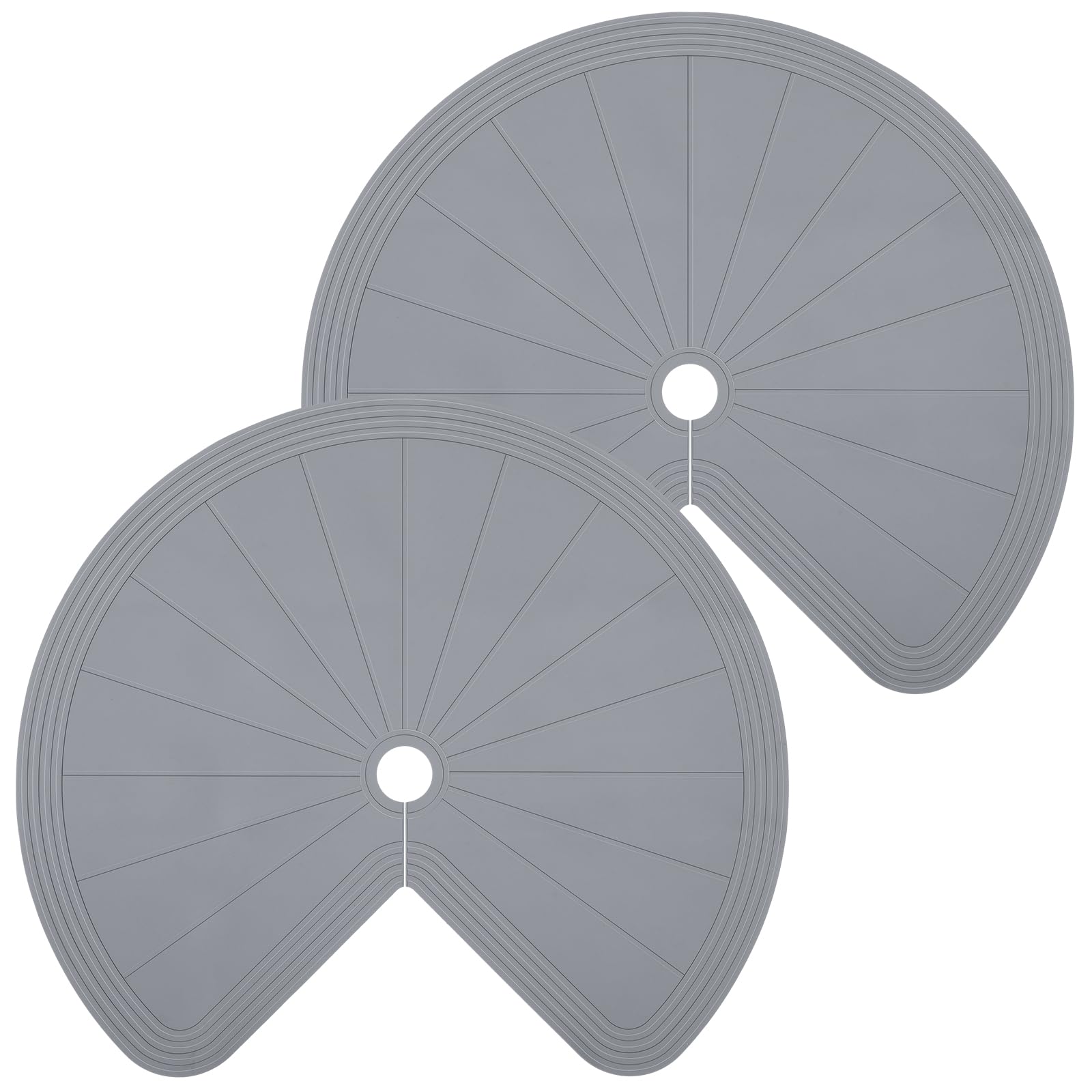 DoubleFill 2 Pack 26 Inch Lazy Susan Shelf Liner Silicone Shelf Liner Non Adhesive Circle Kitchen Liners Non Slip Cabinet Liners for Drawer Refrigerator Cupboard Cabinet Organizers(Gray)