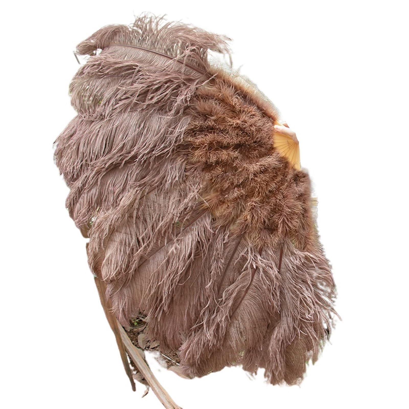 LXHZSY Feather Fan 1-2PCS Feather Fans 90-130cm Large Hand Held Folding Fan Carnival Stage Performance Accessorie(Coffee,90CM 1PCS)