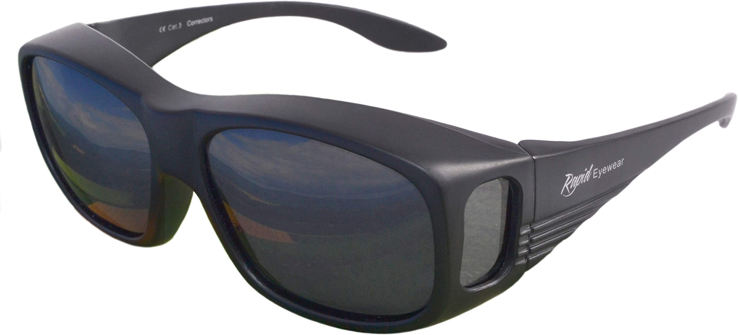 Over Glasses Sunglasses for Men & Women that Fit Over the Top of Your Normal Specs: Polarised OTG for Fishing, Cycling and Driving. UV400 lenses. UK Brand. Black
