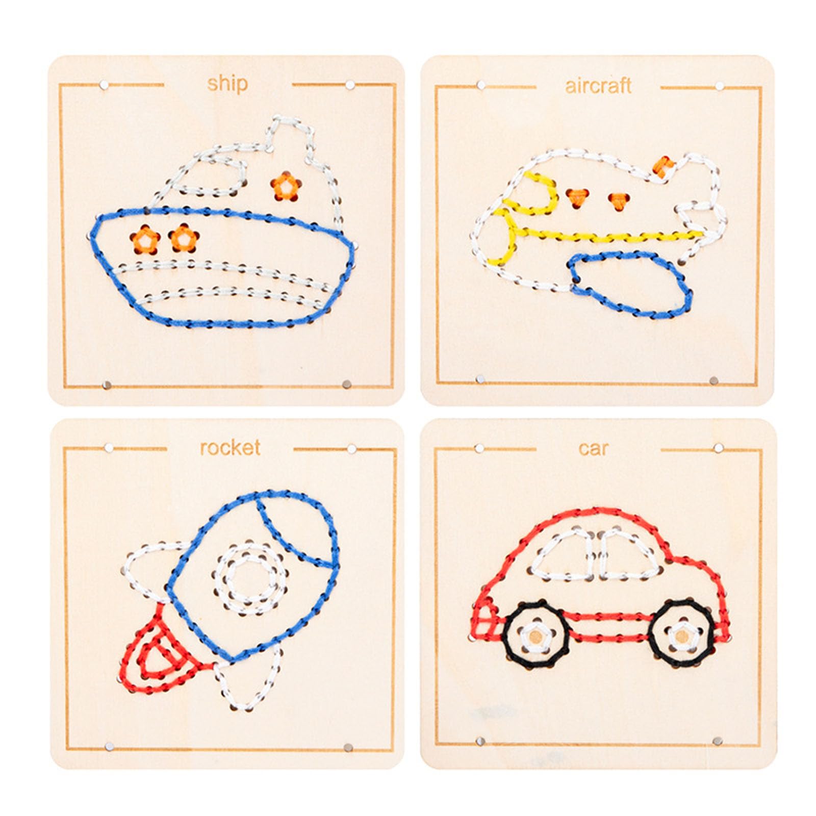 NEWFT Educational Wood Lacing Toy for Kids Ages 3-6 Toddler Fine Motor Skills Embroidery Lacing Board Sensory Toy for Boy Girl Preschool Learning