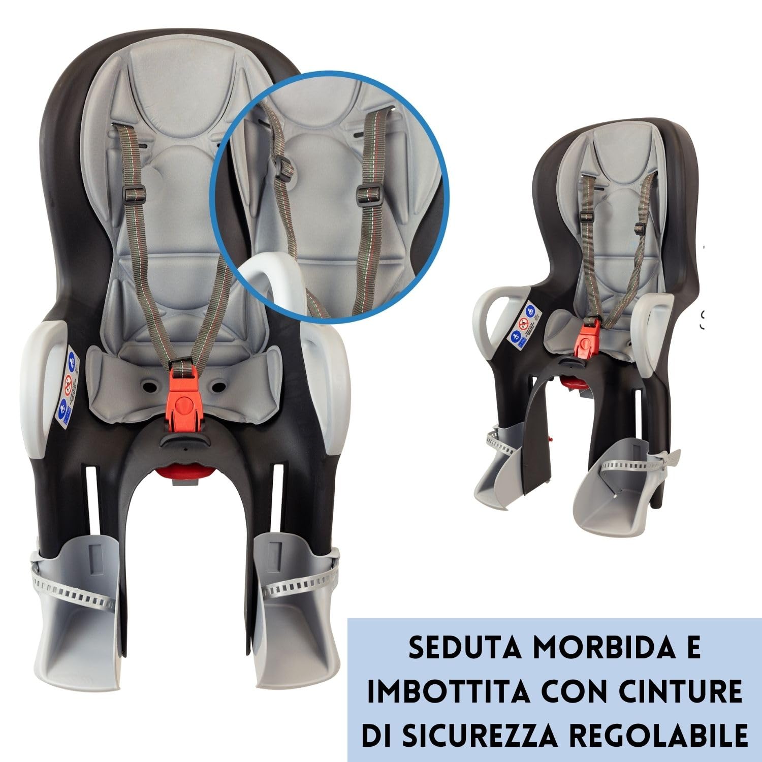 Ok Baby Seggiolino Bici Bambino Posteriore Reclinabile 22 kg Nero | Schienale reclinabile, copertura antipioggia inclusa e sicurezza testata per gli spostamenti quotidiani in famiglia