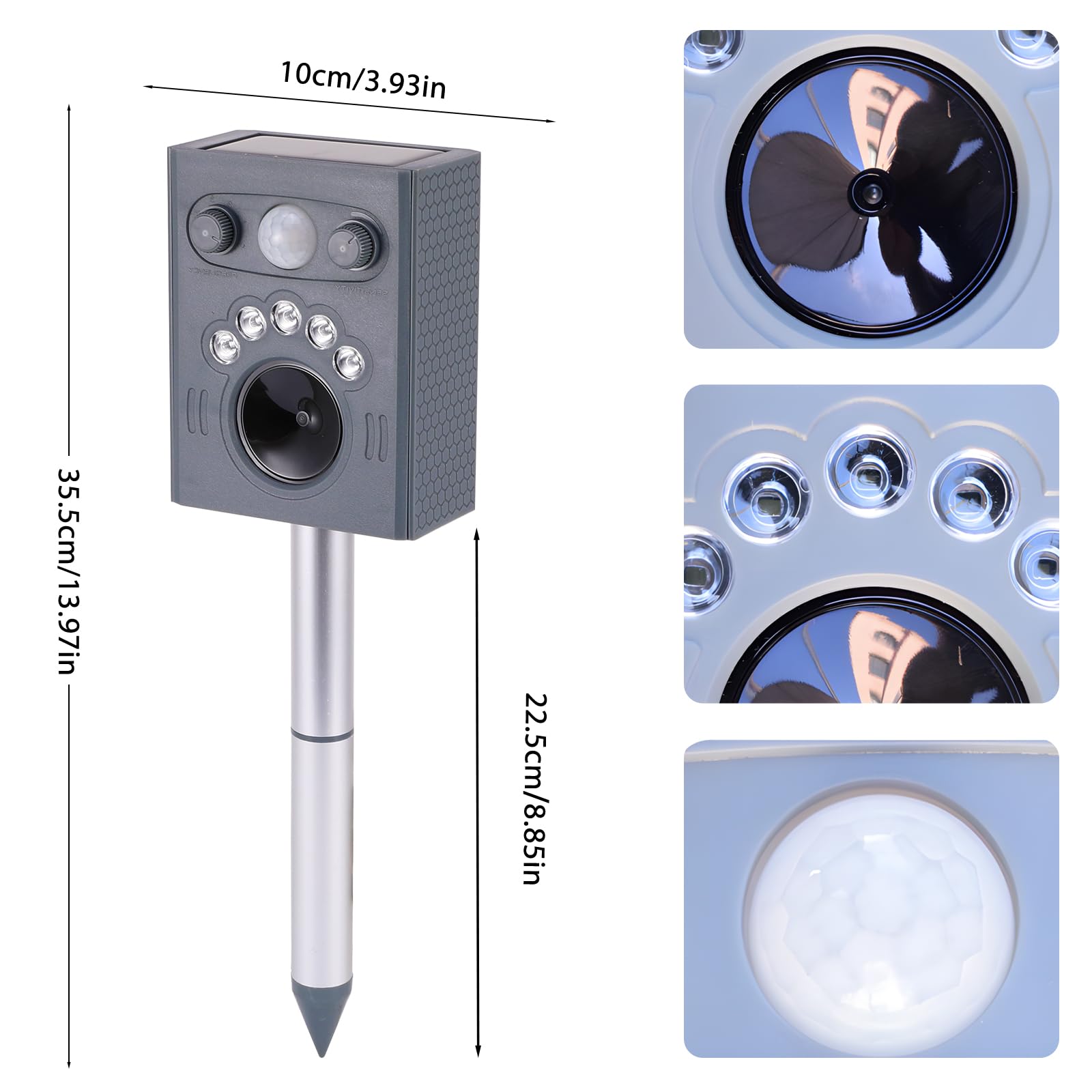 Repelente Ultrasónico para Animales, Repelente para Gatos De Jardín, Repelente Solar Ultrasónico con Sensor Pir y Flash, 5 Modos De Ajuste, Repelente para Gatos para Jardín, Patio