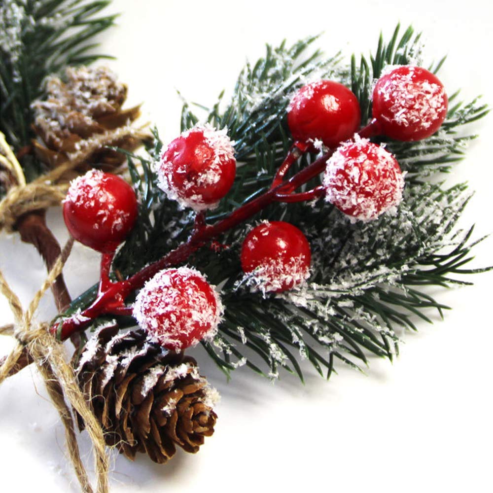 12 Stück Weihnachtsspieße/Sprays – Gold, 76,5 Cm, Aus Draht & Schaumstoff, Mit Glitzer-Beeren, Für Baum, Kränze & Deko