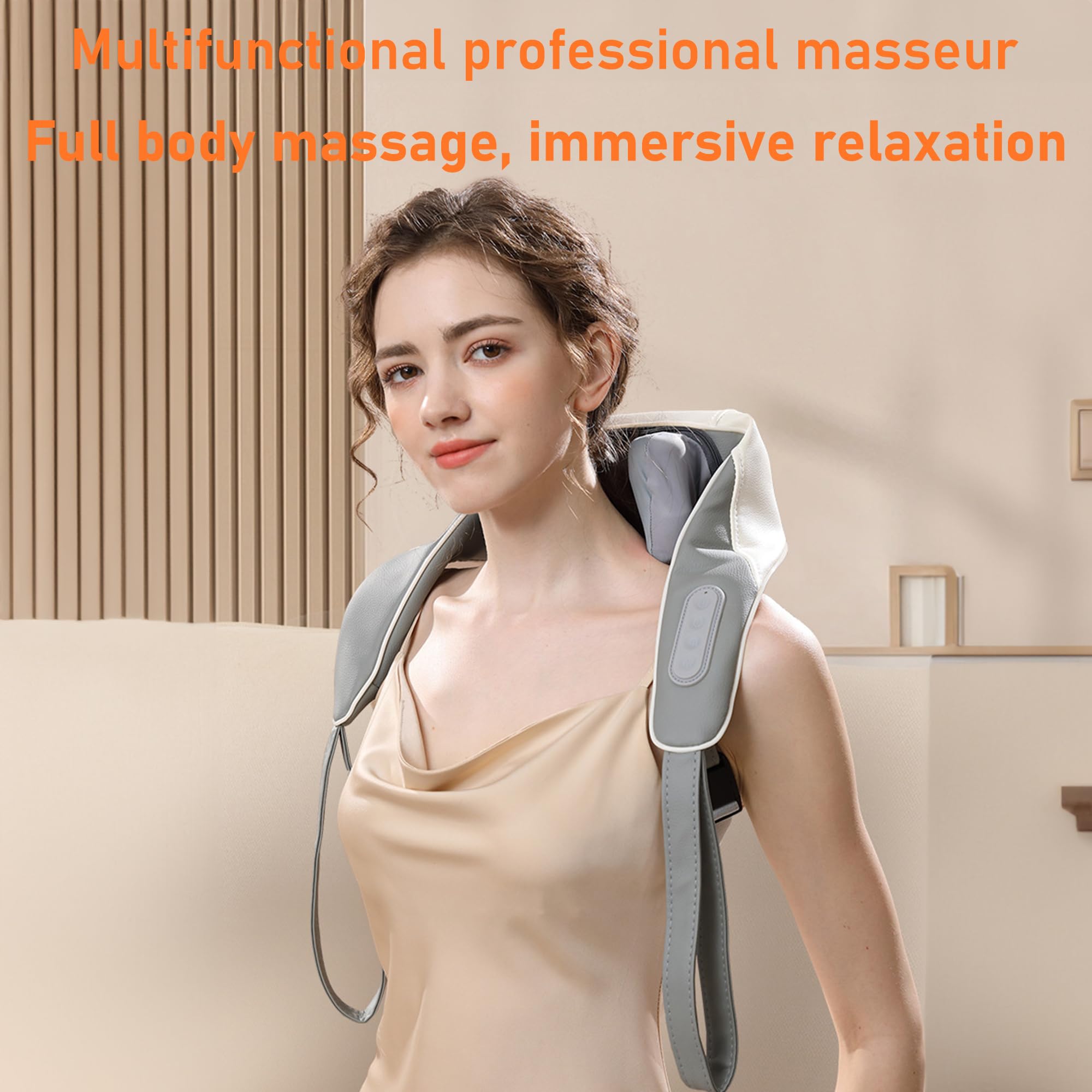 Shiatsu masażer szyi i pleców z kojącym ciepłem, dwa sposoby noszenia, elektryczny masaż ramion, 6 silikonowych głowic do masażu, masażer 3D do łagodzenia bólu, prezenty relaksacyjne,