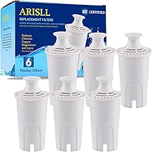 Arisll Water Filter Replacement for Brita Pitcher - 6 Pack BPA Free Filters Fits Brita Standard Pitcher Classic,Mavea Classic,Atlantis,Bella,Slim