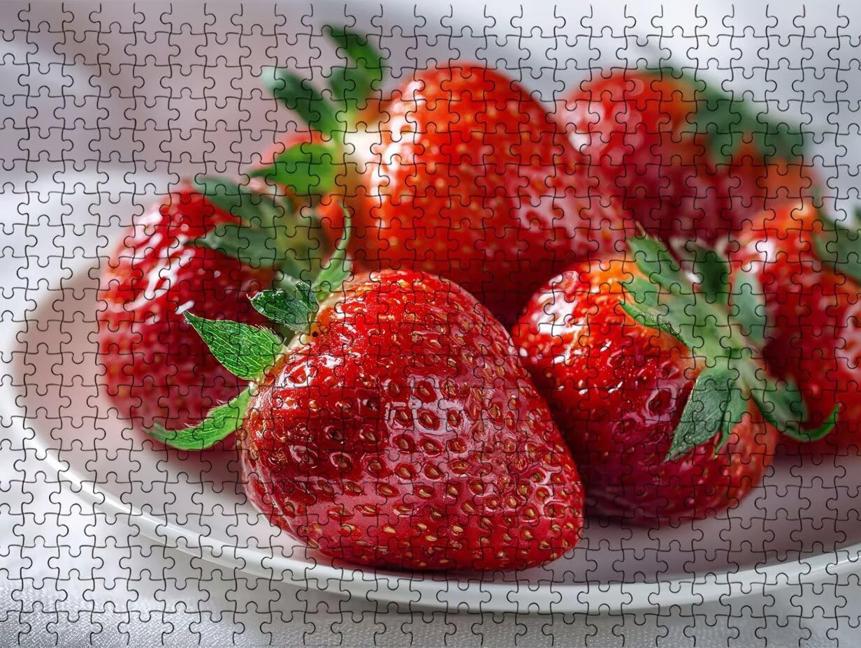 Puzzle 3000 sztuk, Truskawkowe Owoce 3D Puzzle dla dorosłych Wyzwanie, Artystyczne Puzzle Edukacja, Zabawne I Stymulujące Dekoracyjne Puzzle dla Rodziny, jako prezent i dekoracja ścian R6KH-75
