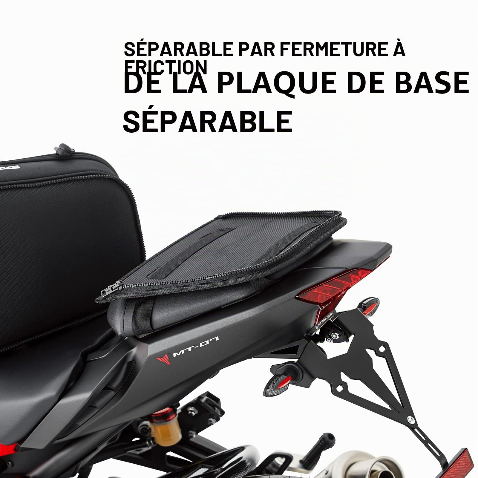 QBag Sac arrière 03 pour siège passager, porte-bagages, 5L d'espace de rangement, facile à charger/décharger, idéal pour moto, scooter, vélo, noir