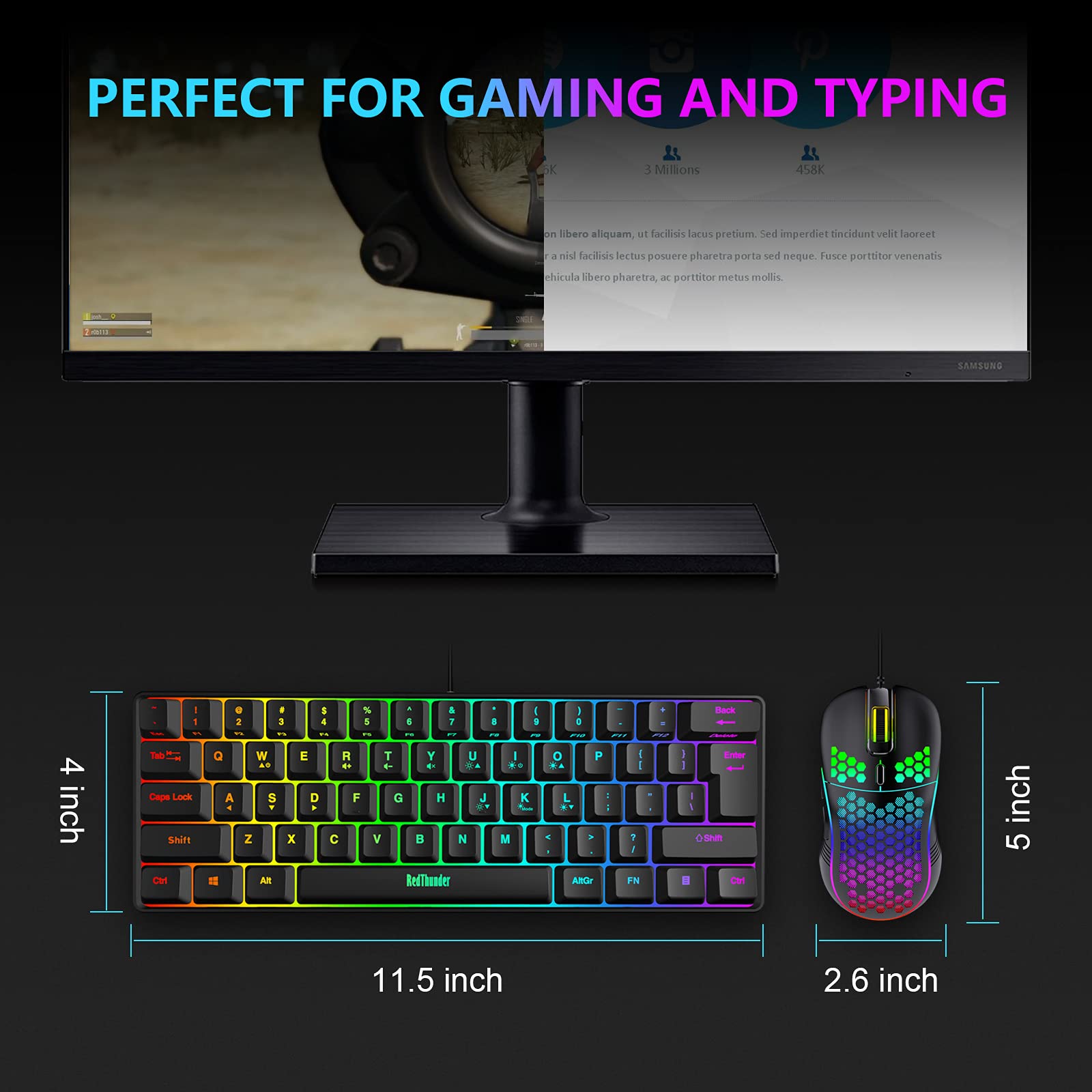 Buy RedThunder 60 Gaming Keyboard and Mouse Combo, 61