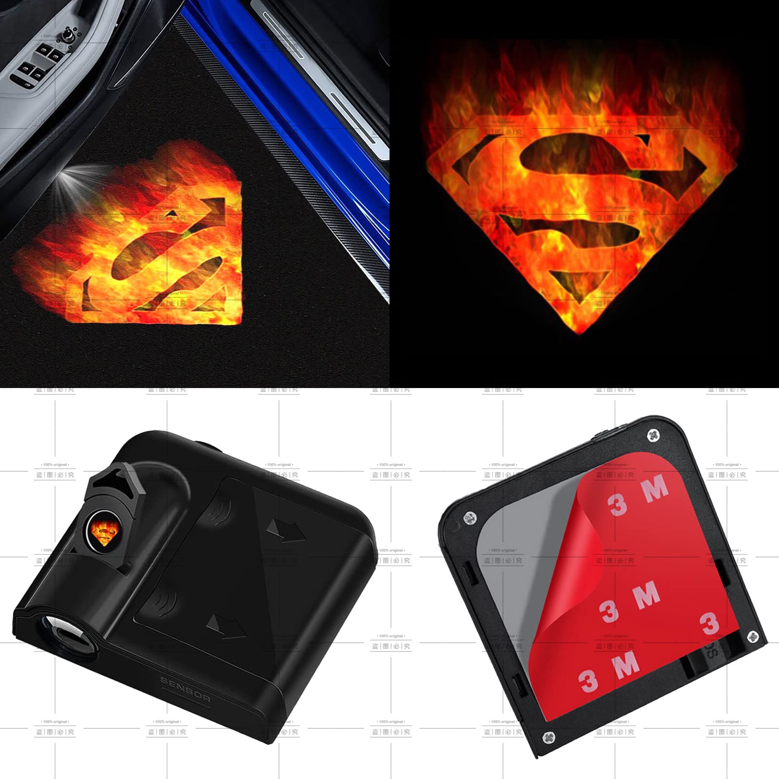 Buy 2Pcs Car Door Lights Super Man Logo Projector,Wireless Car Door
