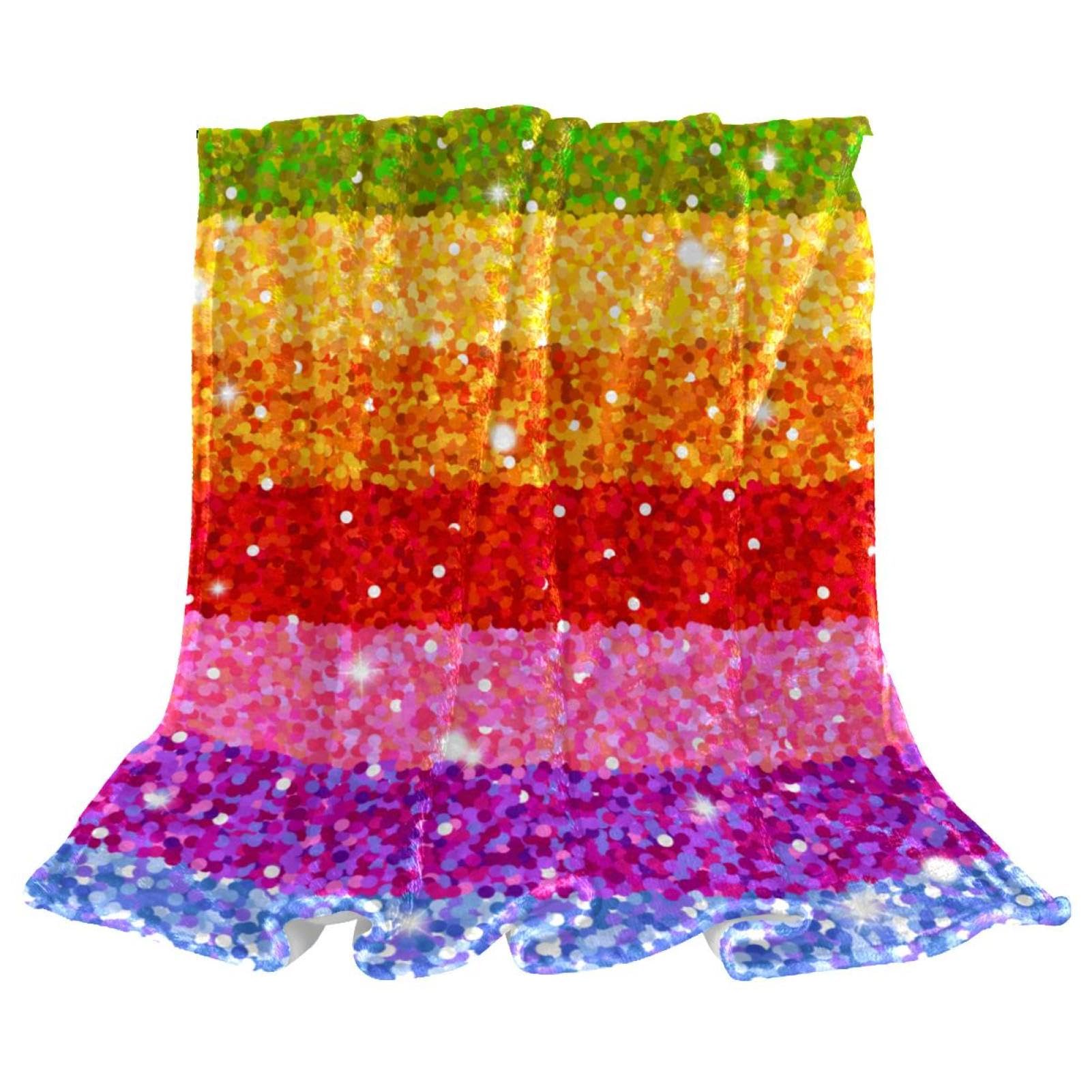 Couverture polaire rayures pailletées colorées plaid chaud doux 150x200