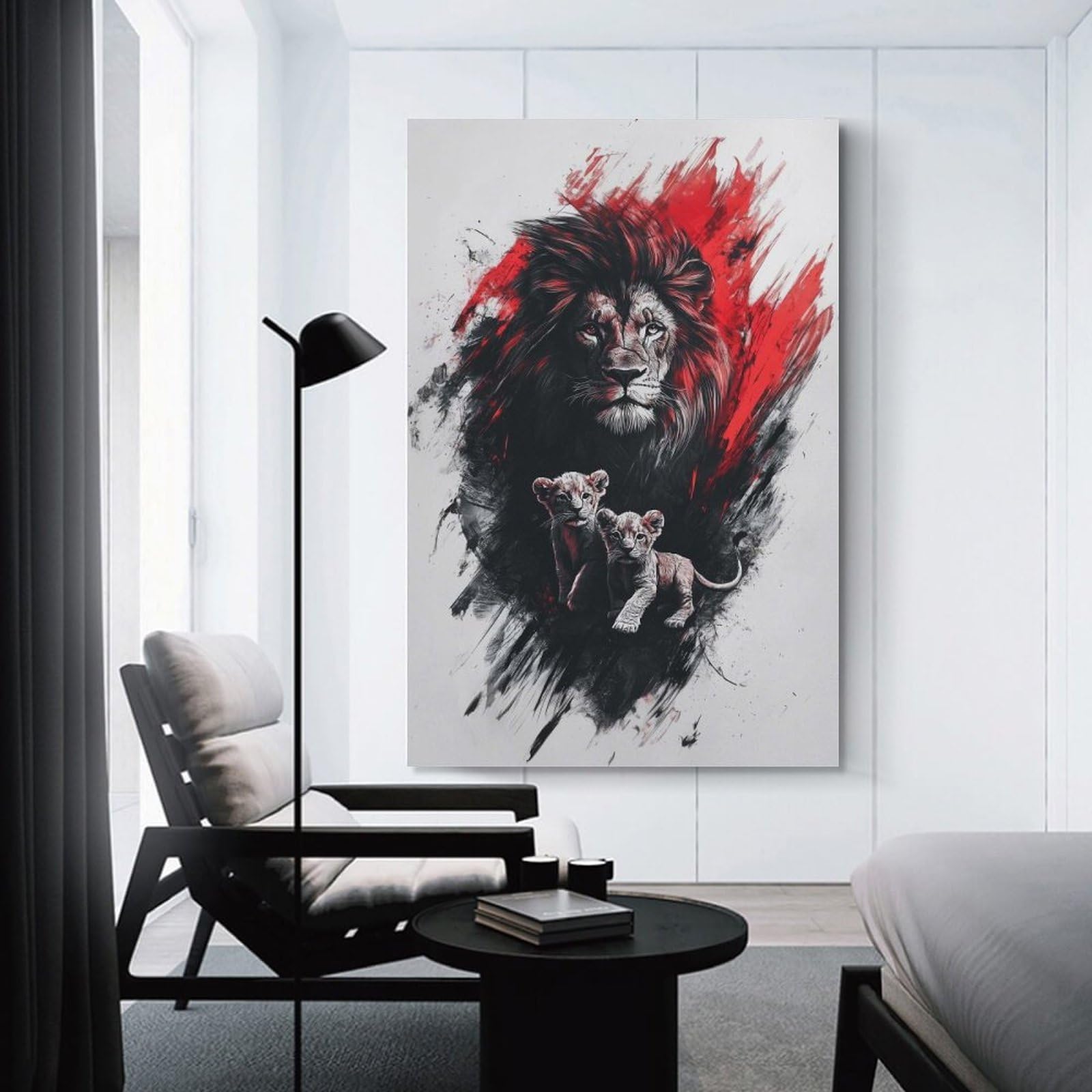 Junmoney Unframe-Style-7 Lion Family Portrait Hanging Wall Art, 20X30inch(50X75cm), For Bedroom Decor, Cosy Corners Or Studios, An Easy Wall Refresh For Bedrooms