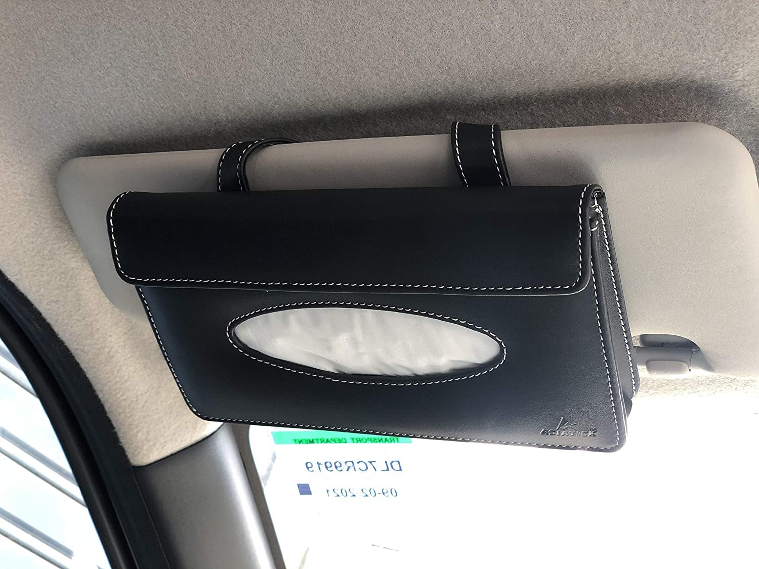 DWB Auto Tissue Holder Dispenser with 100+ 100(Extra) Tissue pulls Sun Visor Napkin,Tissue Purse Case Holder for Hyundai I-20 2020 New Shape, Fortuner, Bolero,Thar, Verna, Scorpio, Swift,Kia, MG