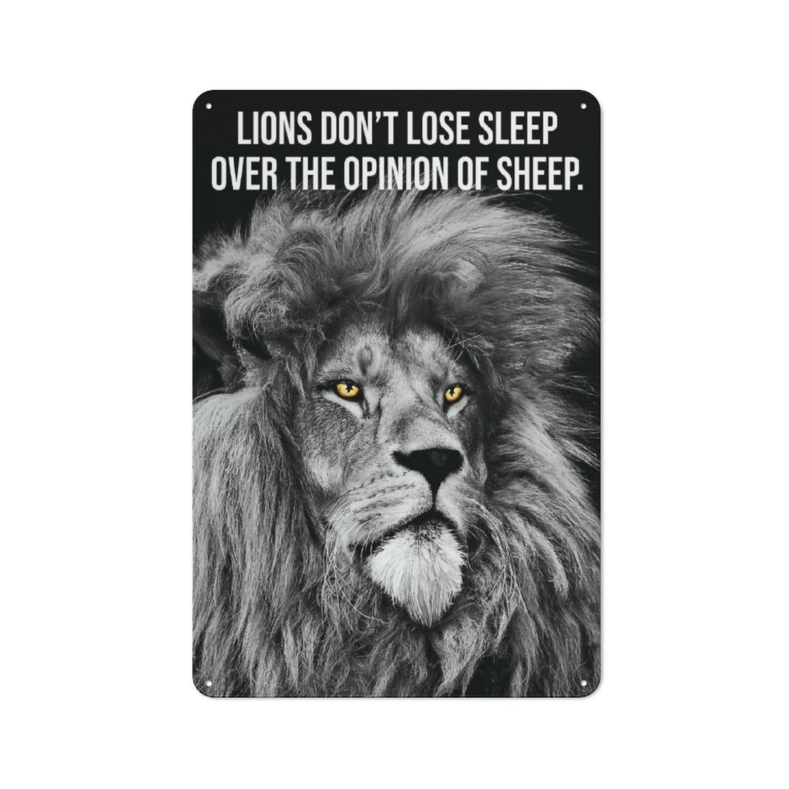 Junmoney Style-6 Vintage Tin Sign 30X20cm With Lions Vs Opinion Of Sheep For Dining Room Or Kitchen, For Autumn Interiors With Vintage Character
