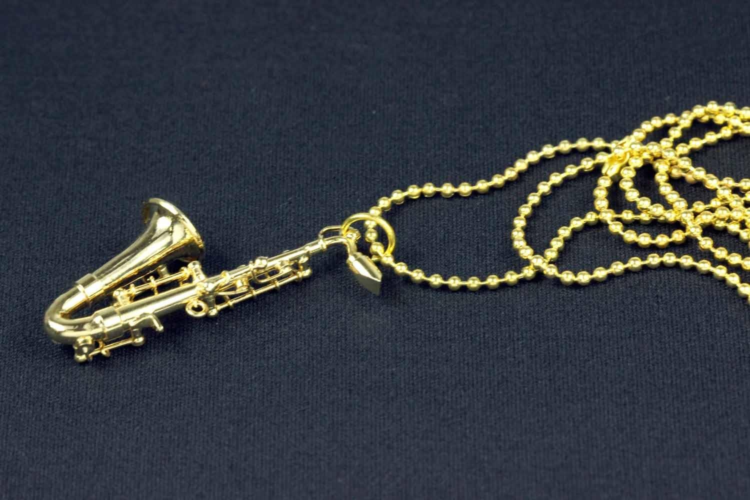 Miniblings Saxofon Kette Saxofonkette Halskette Saxophon Sax vergoldet 80cm