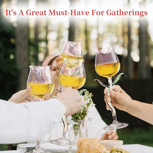 Miniatura 5 de INFTYLE Juego de 2 copas de vino rosa creativas copas de champán copas de vino tinto con clase, regalos ideales para inauguración de la casa, boda,