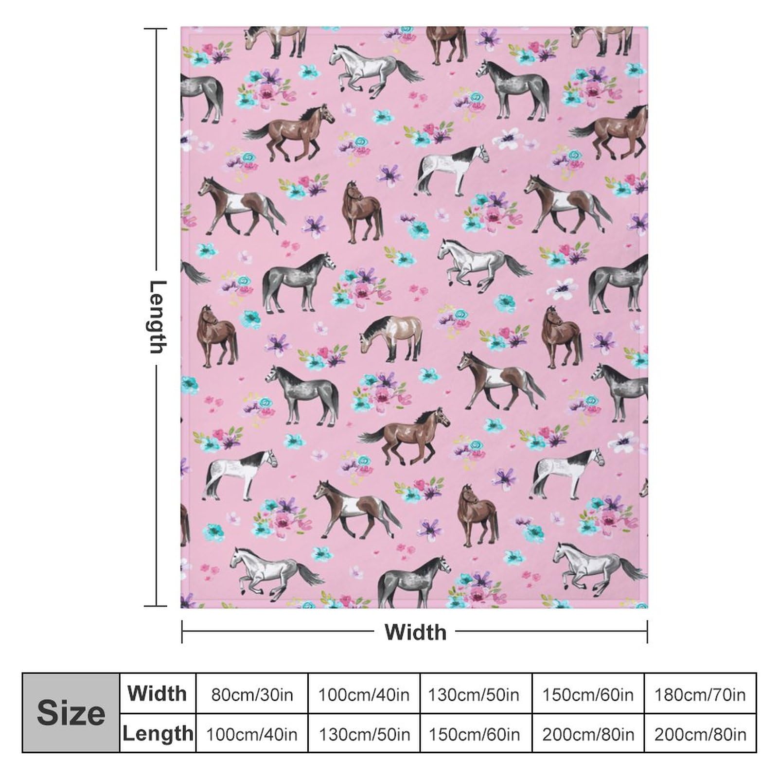 Luoivur Horses & Flowers Pink Pattern Little Girls Room Flannel Fleece Throw Blanket Fashion Lightweight Air Condition Blankets for Couch Sofa Living Room Travel 40
