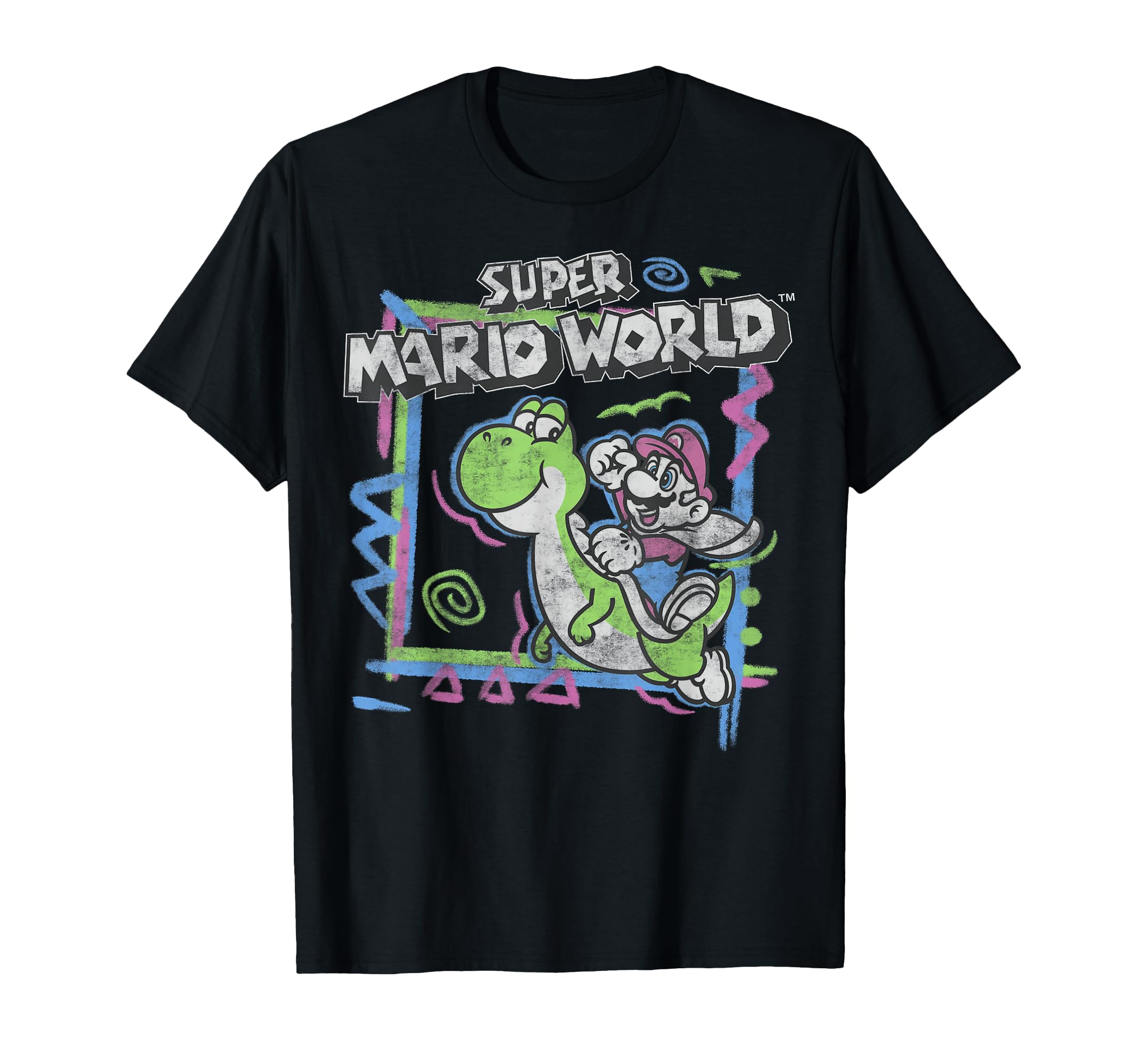 Super Mario World 90's Neon Abstract Nintendo Yoshi Ride T-Shirt