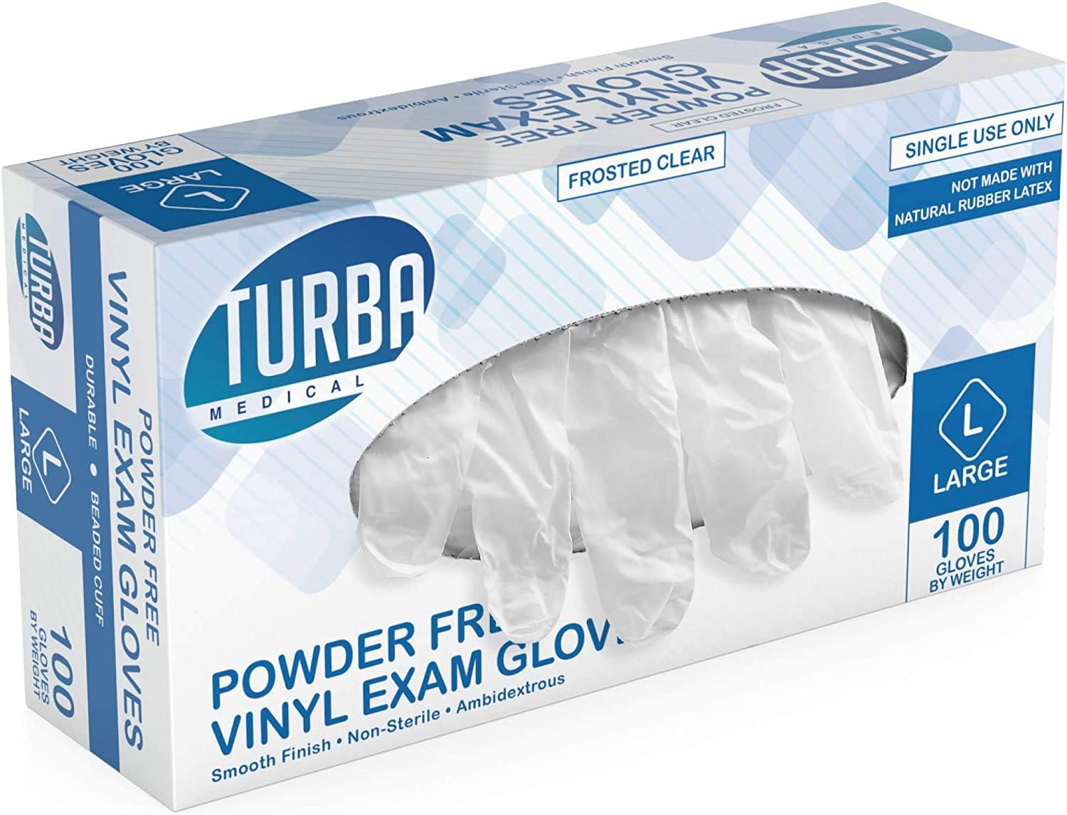 TURBAClear Latex-Free Disposable Gloves - Single-Use Powder-Free Vinyl Gloves – Non-Latex Gloves for Cooking & Cleaning