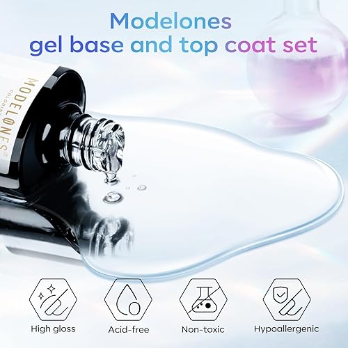 Miniatura 8 de Modelones - Capa superior y capa base de esmalte de uñas de gel que no se borra, 15 ml, remojar para quitar, acabado brilloso, fórmula mejorada