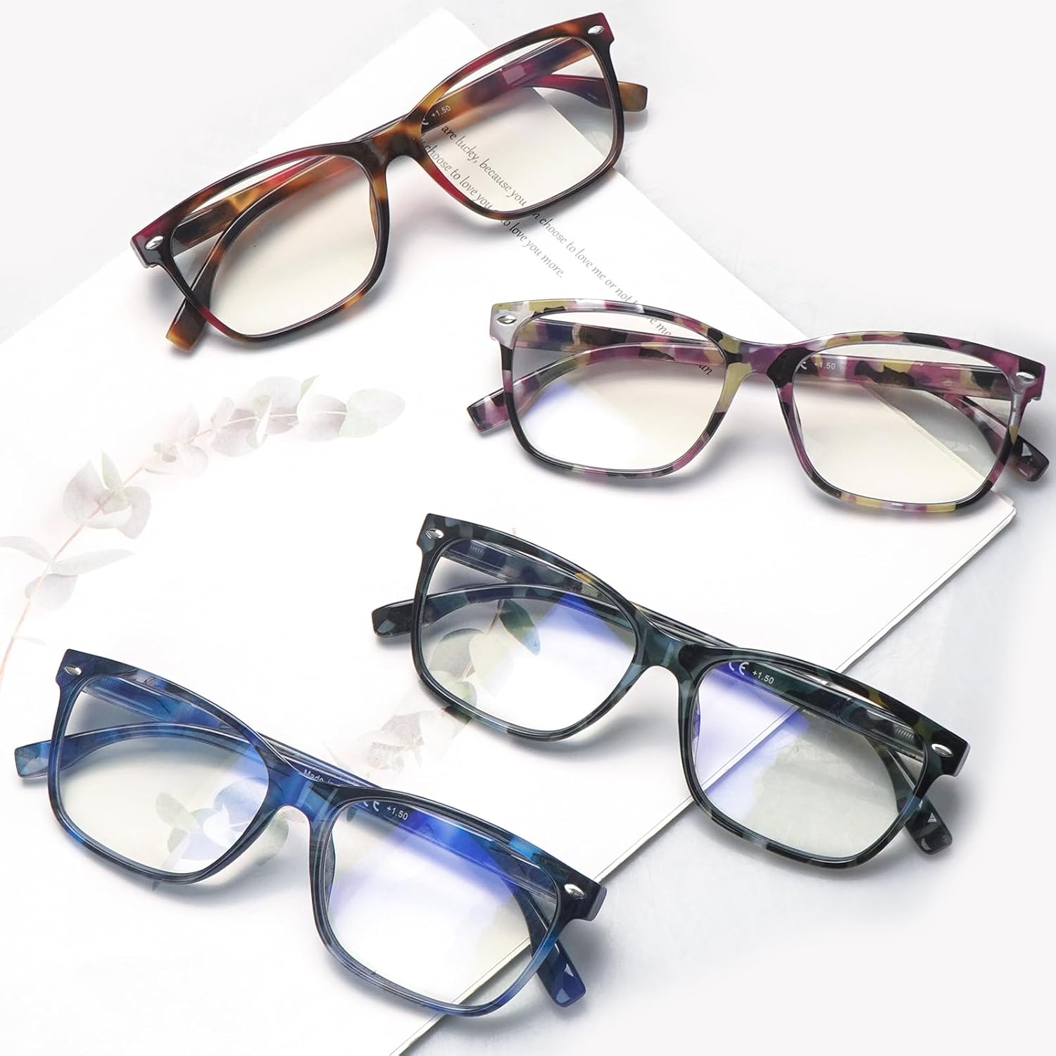 Progressive Multifocal Reading Glasses Blue Light Blocking Spring Hinge Readers Pattern Print Eyeglasses for Women - Image 7