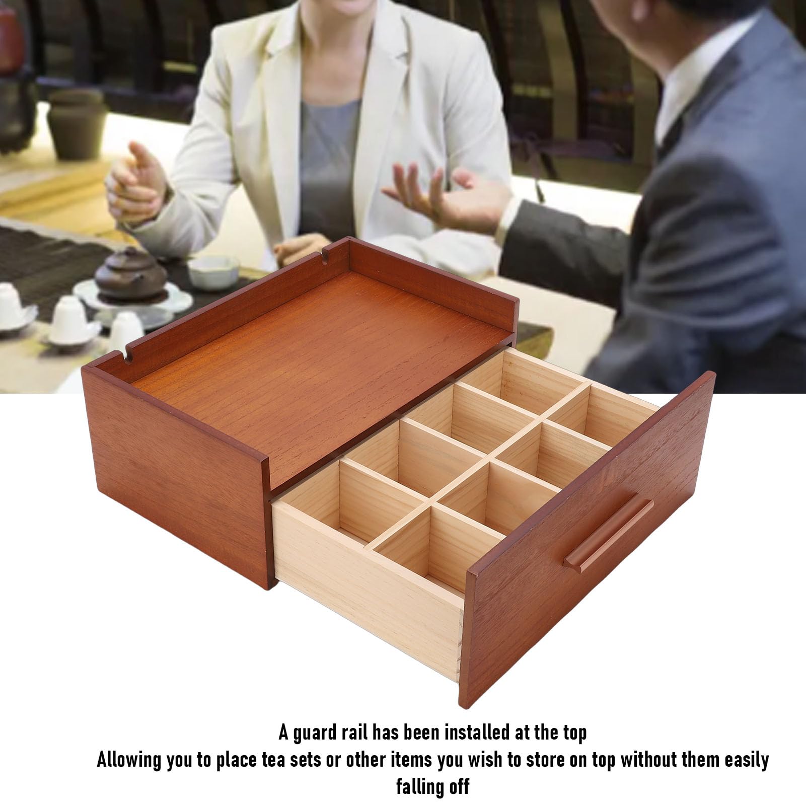 Teebeutel-Organizer aus Holz mit 8 Fächern, Teebeutelhalter, Aufbewahrungsschublade für Kaffee, Zucker, Arbeitsplatte