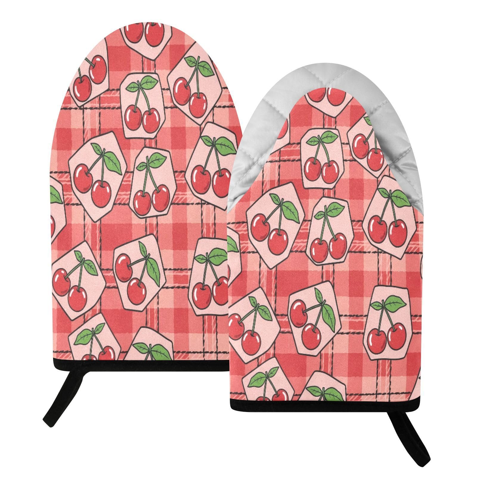 BURSTDDY Cherry Oven Mitt,Heat Resistant Kitchen Mitts for Cooking
