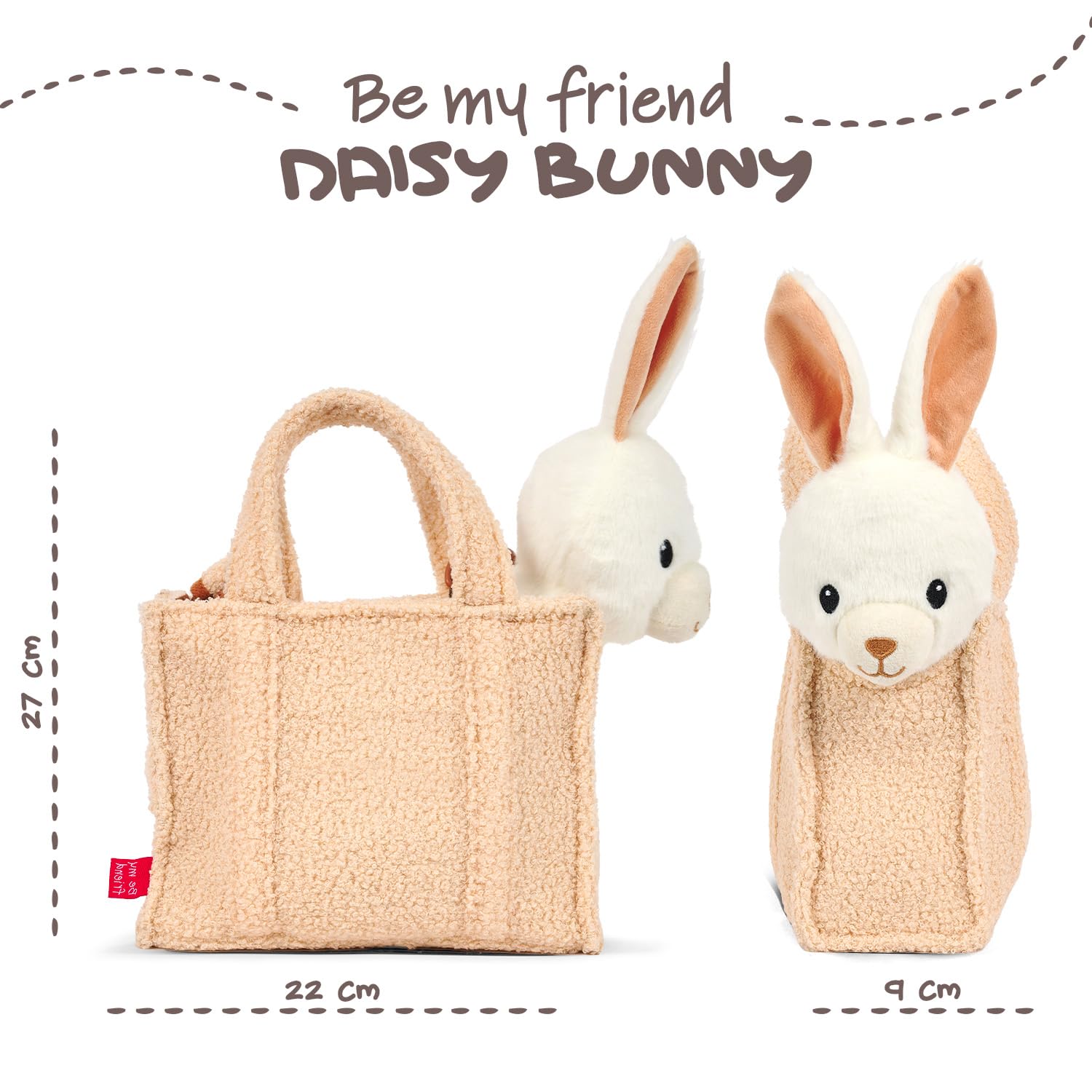 PERLETTI Borsetta Bambina Bambino con Peluche Estraibile - Borsa Morbida e Leggera Regalo Bimbi 3 4 5 6 Anni con Manici - Borsa Bambini Asilo con Pupazzo Removibile - Dimensioni 27x22x9cm