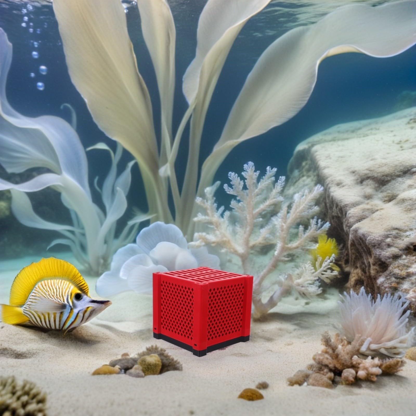 COHEALI Lot de 2 Sets de Sets de Cubes Purificateurs d'eau pour Aquarium Boîte Filtrante Rouge, Média Filtrant Facile d'entretien pour Aquarium Domestique