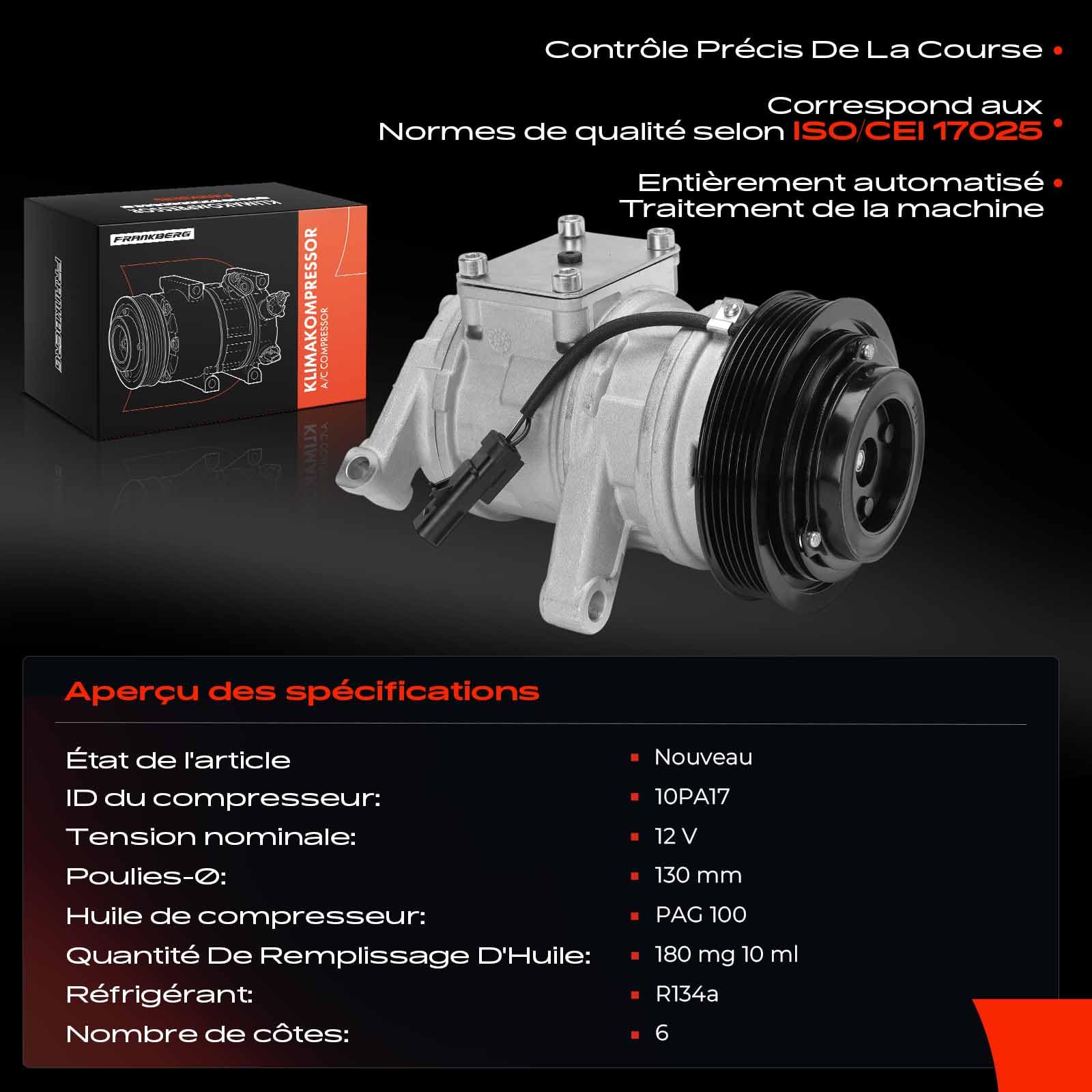 Frankberg Compresseur de climatisation avec embrayage, essence 55116416AA | Compatible avec: