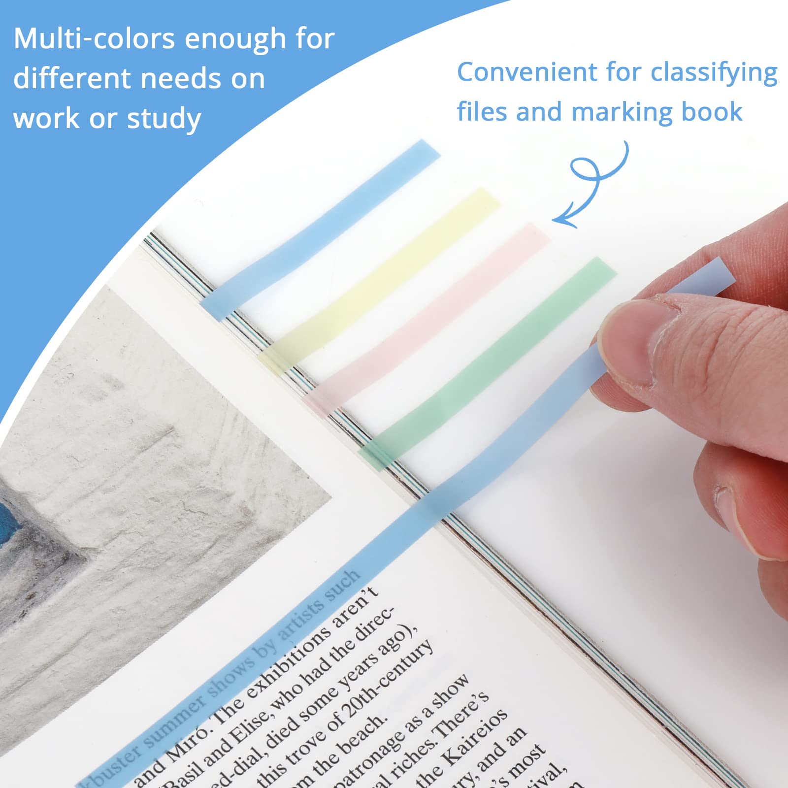 TIESOME 640 Blätter Textmarkerband, Transparente klebrige lange Seite Marker Tabs Clear Highlighter Strips Fahnen Aufkleber Buch Tabs für Annotieren Bücher (Schwarz gefärbt)