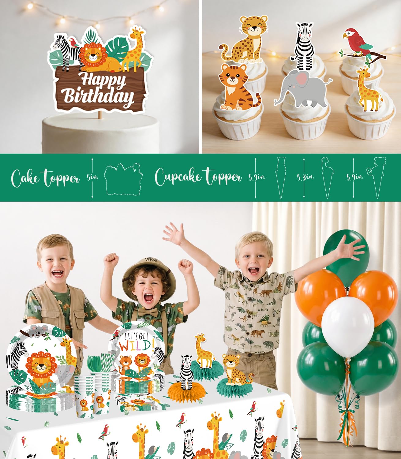 Xynic decorazioni di compleanno safari