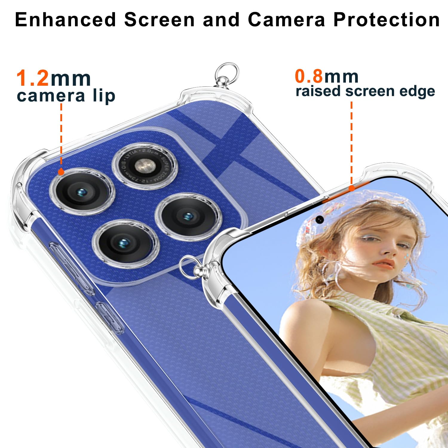 ISOI Cover Trasparente Con Cordino Regolabile Per Motorola Edge 60, In TPU Antiurto Con Tracolla E Collana, Colore Verde
