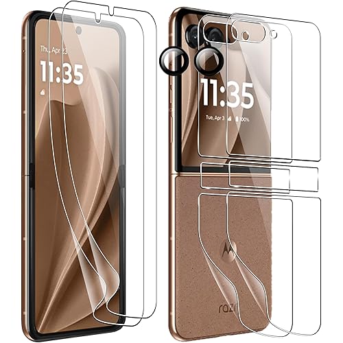 for Motorola Moto Razr+/Plus 2025 Screen Protector, [2+2+2 Pack] Inner Screen Flexible Film+ Camera Lens Protector+Back Screen Protector(Soft TPU),No Bubbles, Anti-Scratch
