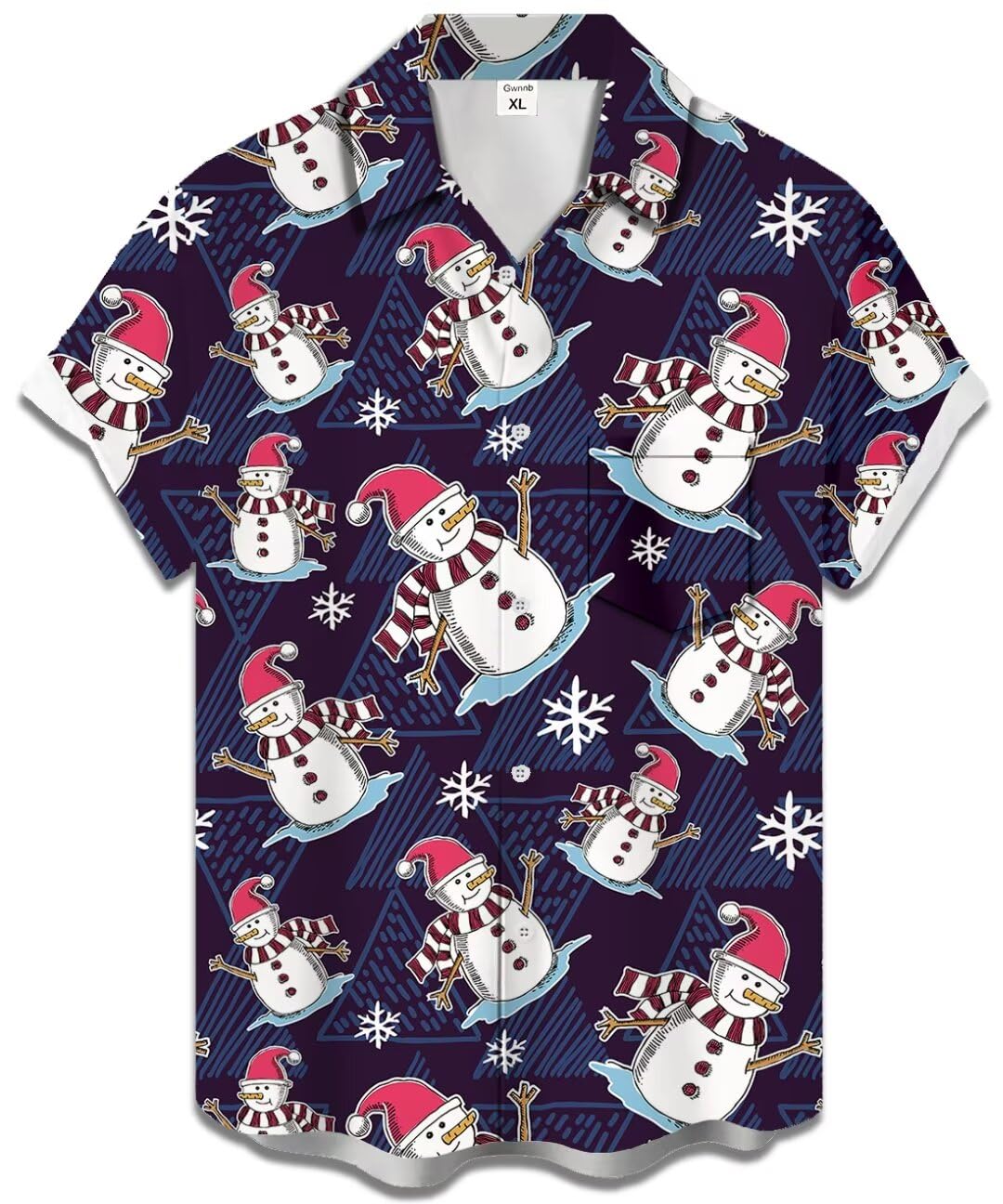 Gwnnb Christmas Shirt for Men Short Sleeve Regular Fit Retro Casual Button Down Holiday Hawaiian Shirts