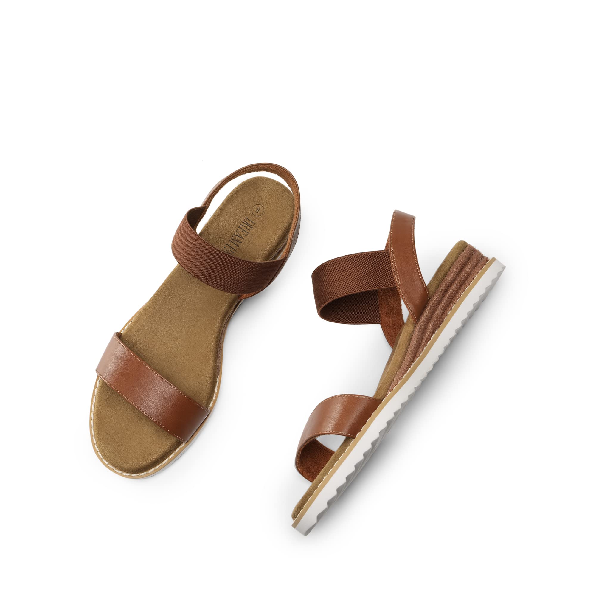 DREAM PAIRS Sandalo a Zeppa da Donna Scarpe con Tacco Basso Espadrillas Classiche con Punta Arrotondata con Fibbie e Cinturini Estate