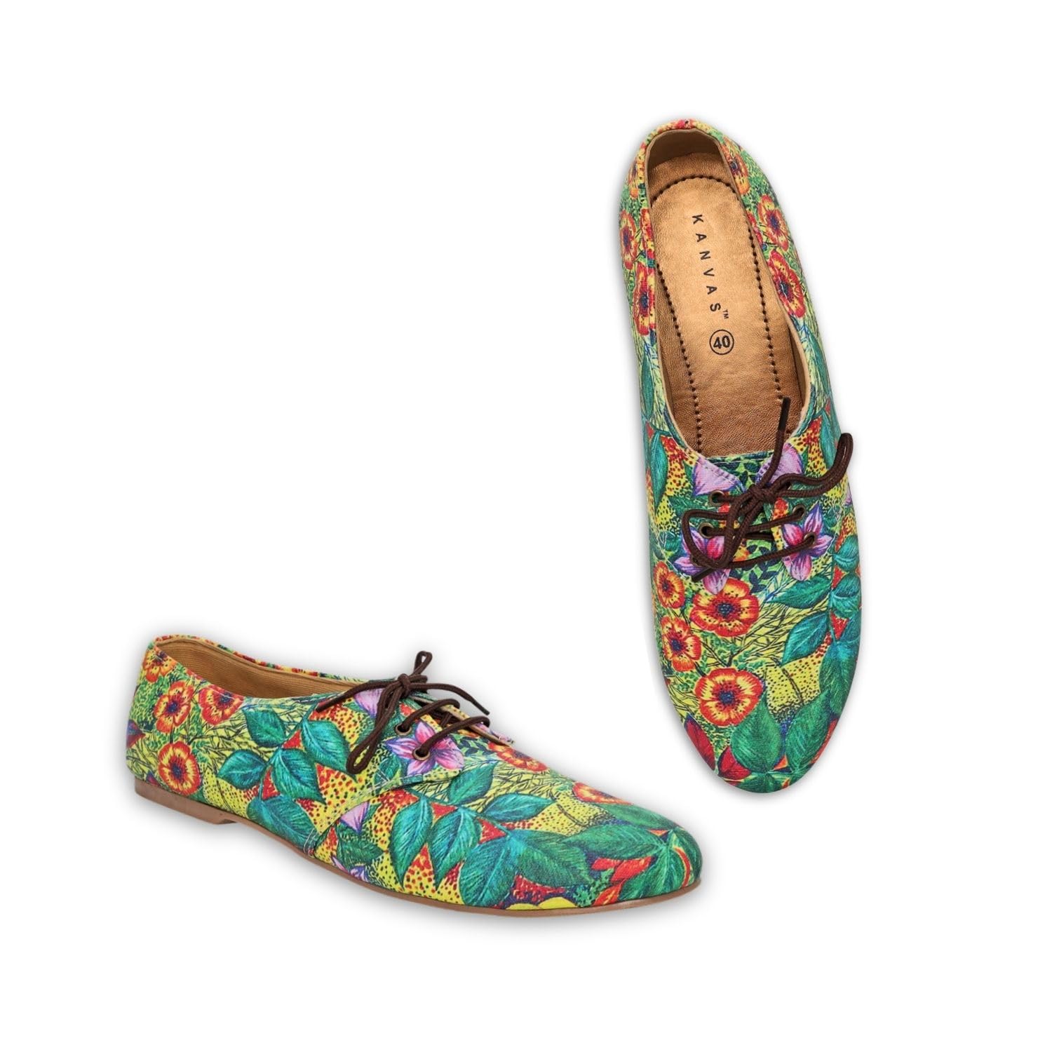 kanvas Women's Printed Casual Shoes - Stylish Canvas Lace up Oxfords - Comfortable Footwear - Fashion Shoes - Lightweight & Slip-Resistant - Gond Art Design-picture-40