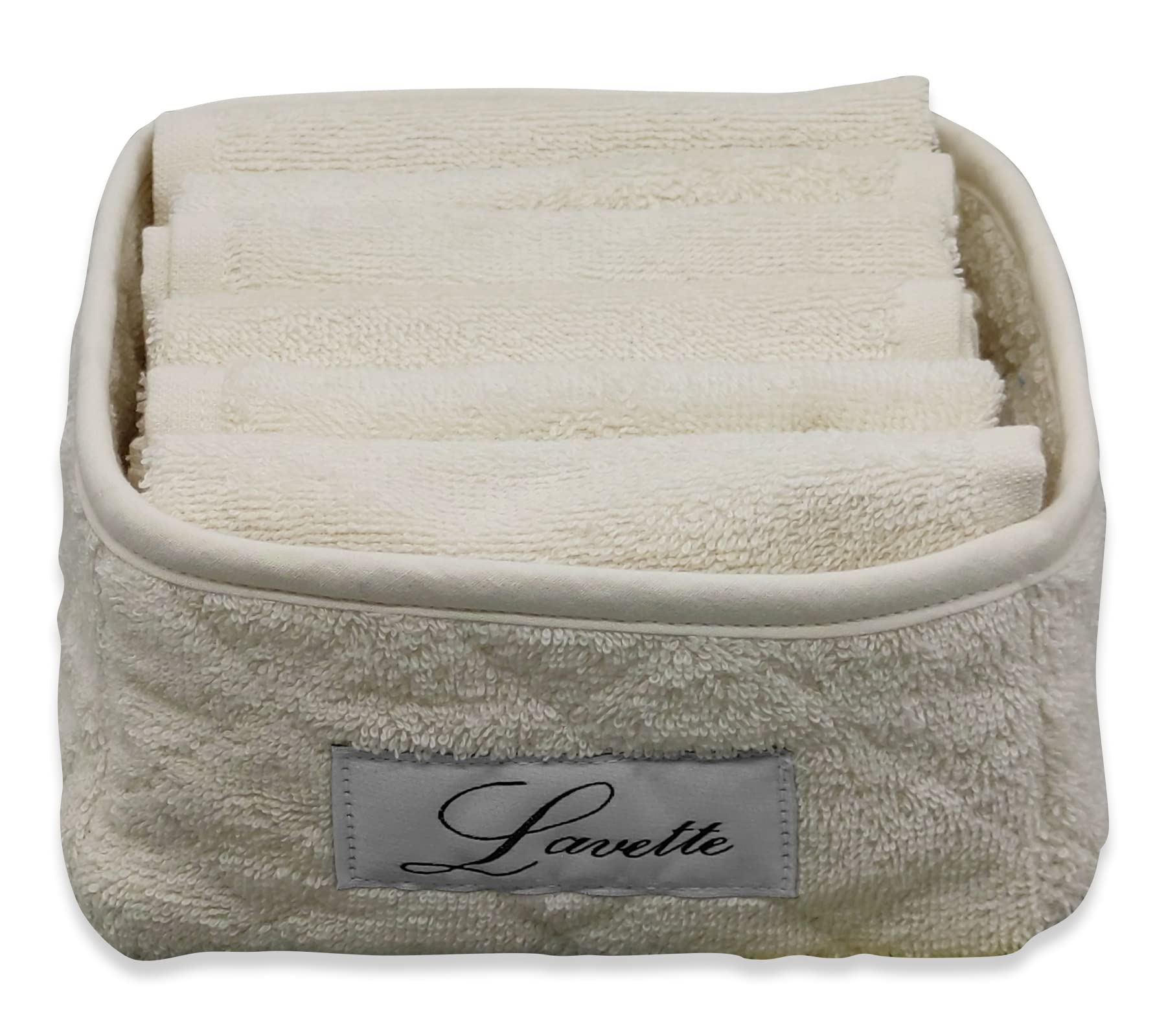 Cestino Lavette 100% Cotone 350 gr/mq con trapuntatura Panna 6 sztuk