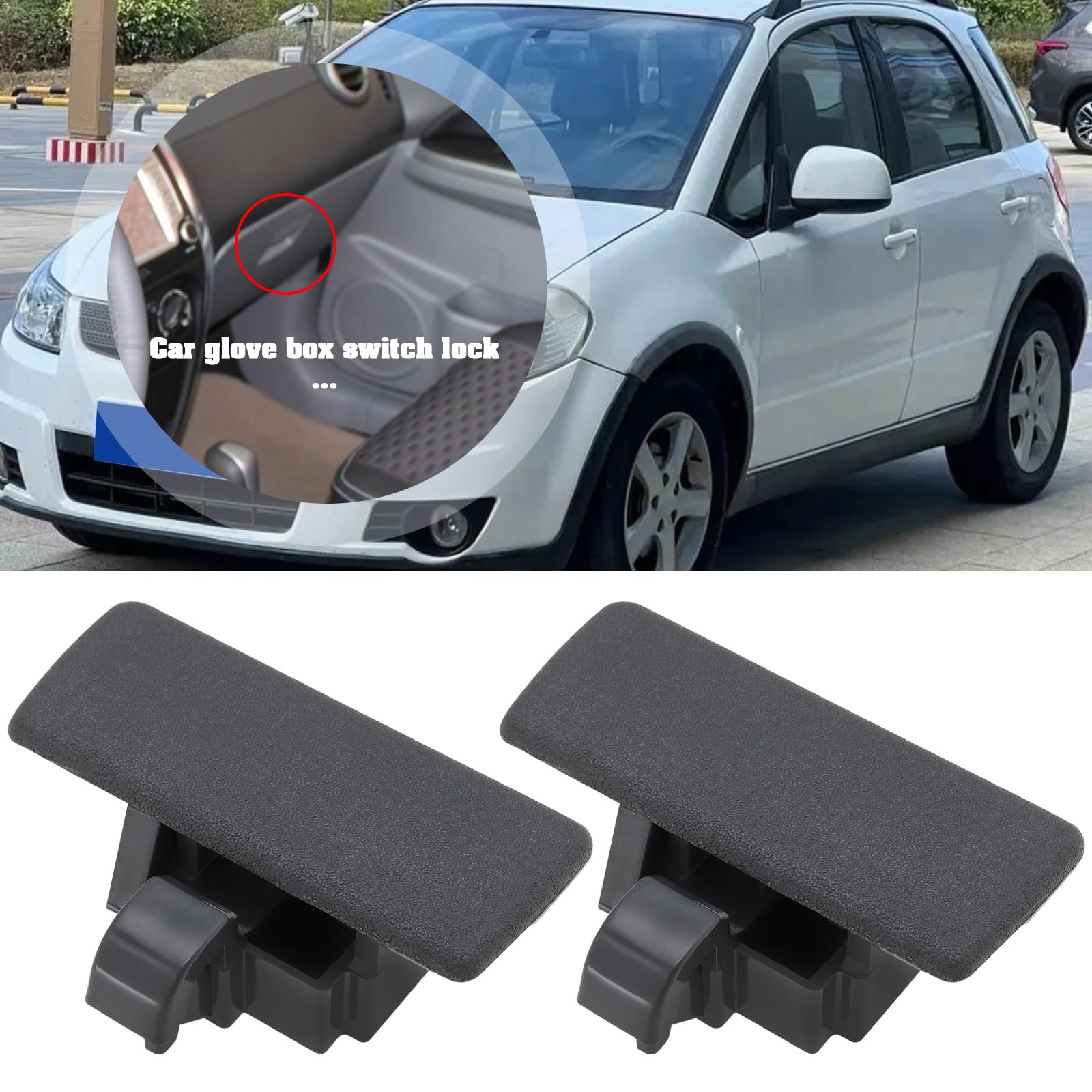 2 Pezzi Maniglia di Bloccaggio del Coperchio del Vano Portaoggetti Dell'auto Clip Interruttore del Vano Portaoggetti Fibbia Compatibile con Suzuki SX4 2007-2013 Grigio