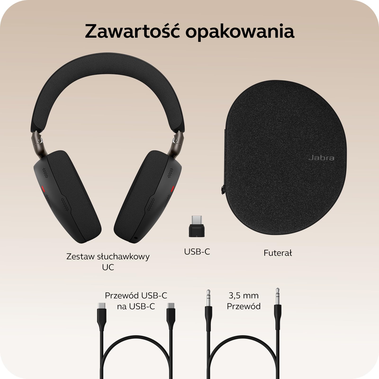 Jabra Evolve3 85 Bezprzewodowy Zestaw Słuchawkowy Bluetooth Nauszny, Czarny | Z Mikrofonem do Pracy, USB-C, AI Połączenia, Adaptacyjna Aktywna Redukcja Szumów, 25h Bateria, do Aplikacji Meetingowych