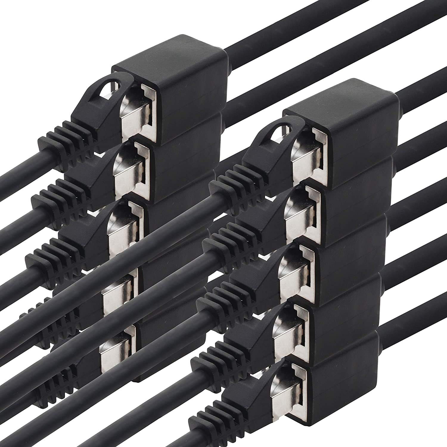 1aTTack.de 618296 CAT7 Cat.7 Verlängerung Adapter - 0,5m - Ethernetkabel Lankabel Netzwerkkabel 10 Gb/s Rohkabel mit (RJ45) Cat6a Stecker Buchse 10 Stück - schwarz