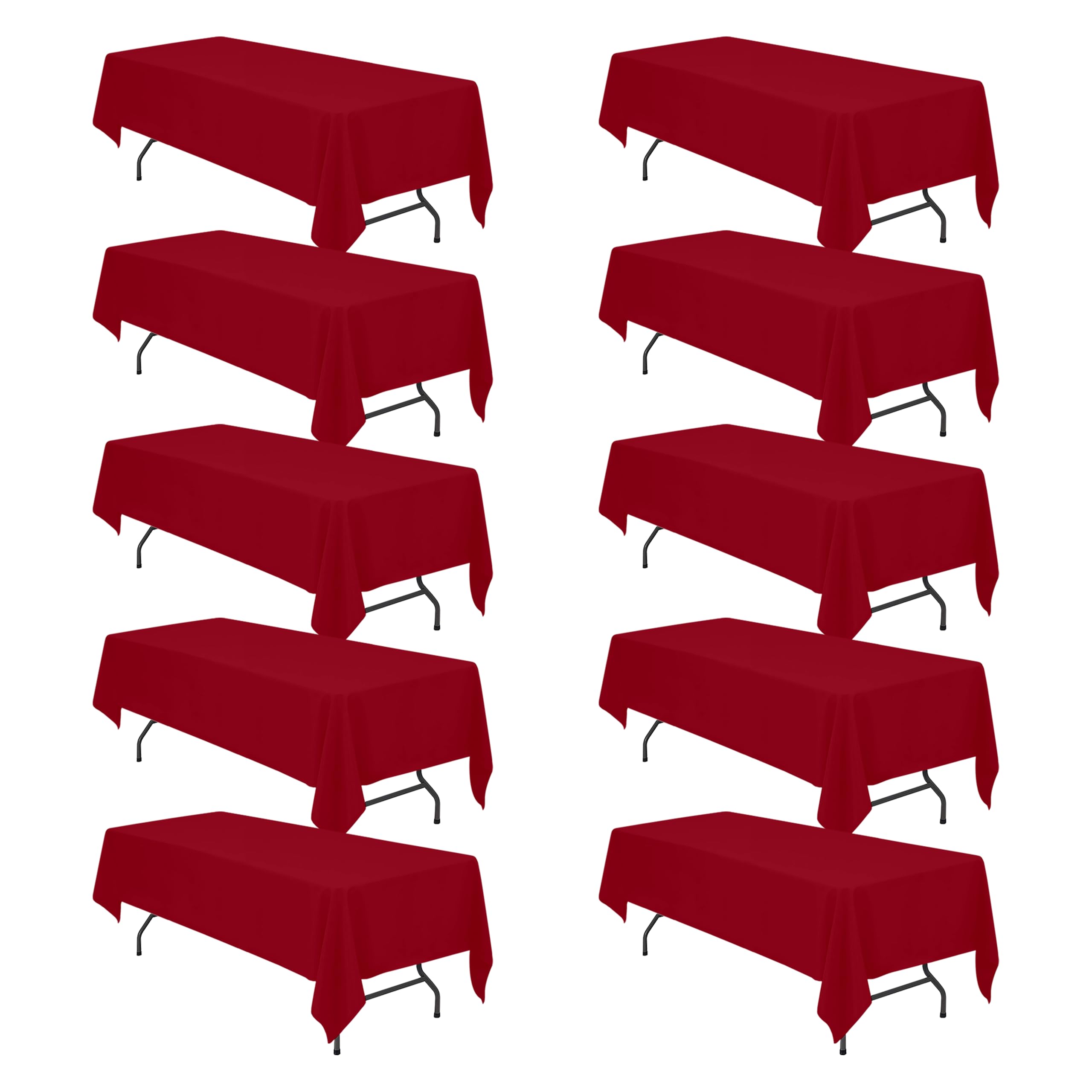 BRILLMAX 10 Pack Burgundy Tablecloths 60x126 Inch for 8ft Rectangle Tables