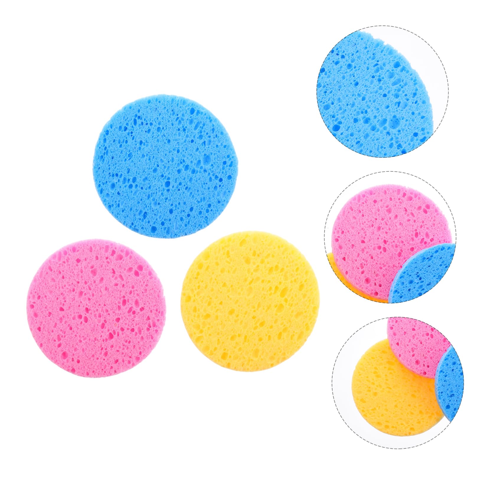 FRCOLOR 90pezzi Spugne Per Rimozione Makeup e Esfoliazione Spugnette Cellulosa Riutilizzabili Per Facciale Adatte e Colori