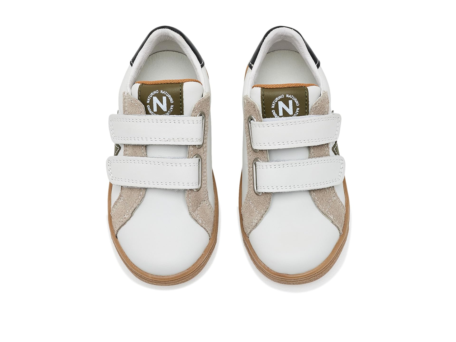 Naturino PINN VL. Calf/Suede White-Taupe-Militar