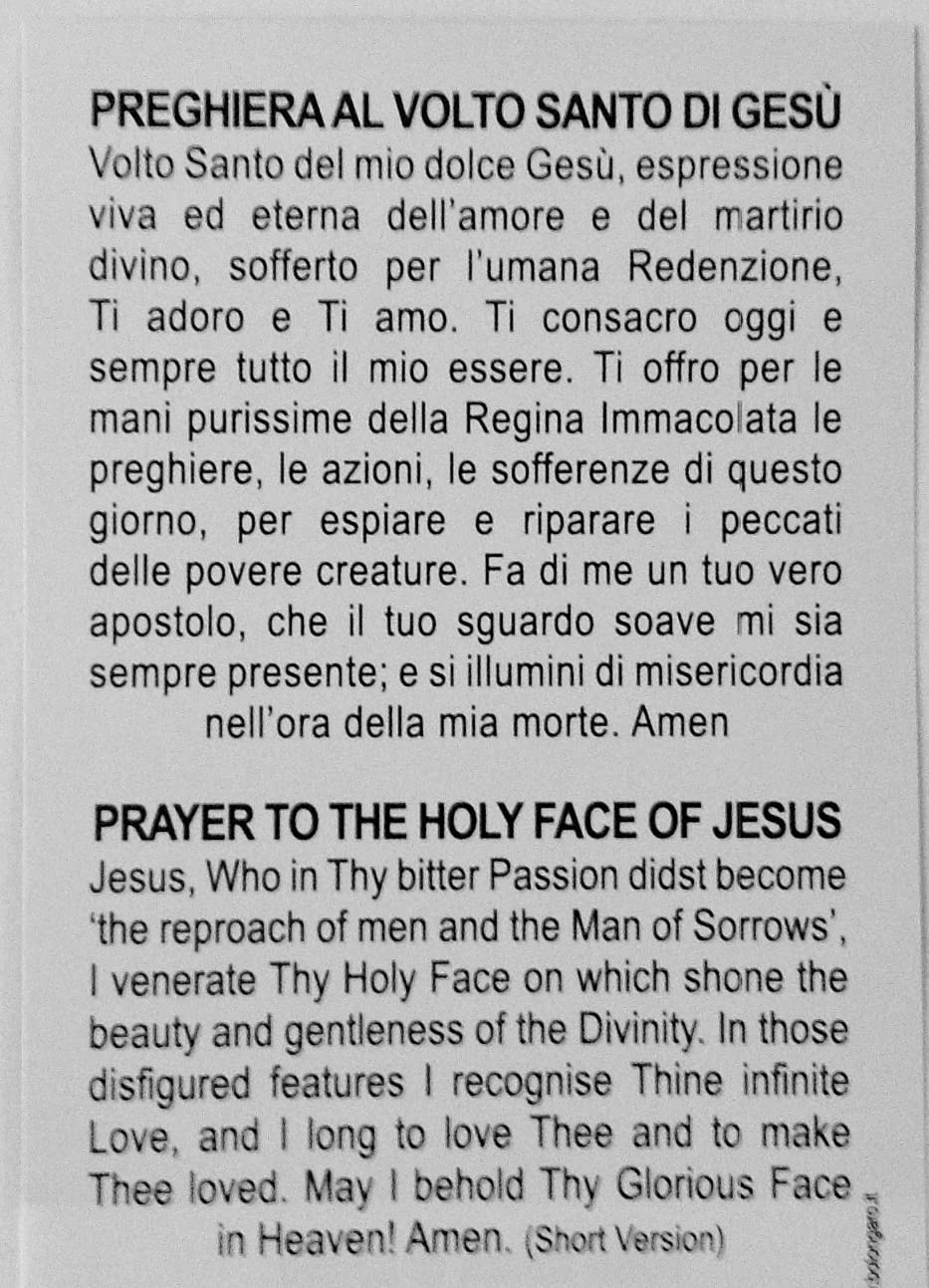 I G J HOLY FACE OF CHRIST LOTS OF PRAYER CARDS - THE FACE OF THE HOLY SHROUD OF TURIN - (BI-LANGUAGE) - ITALIAN/ENGLISH - Image 3