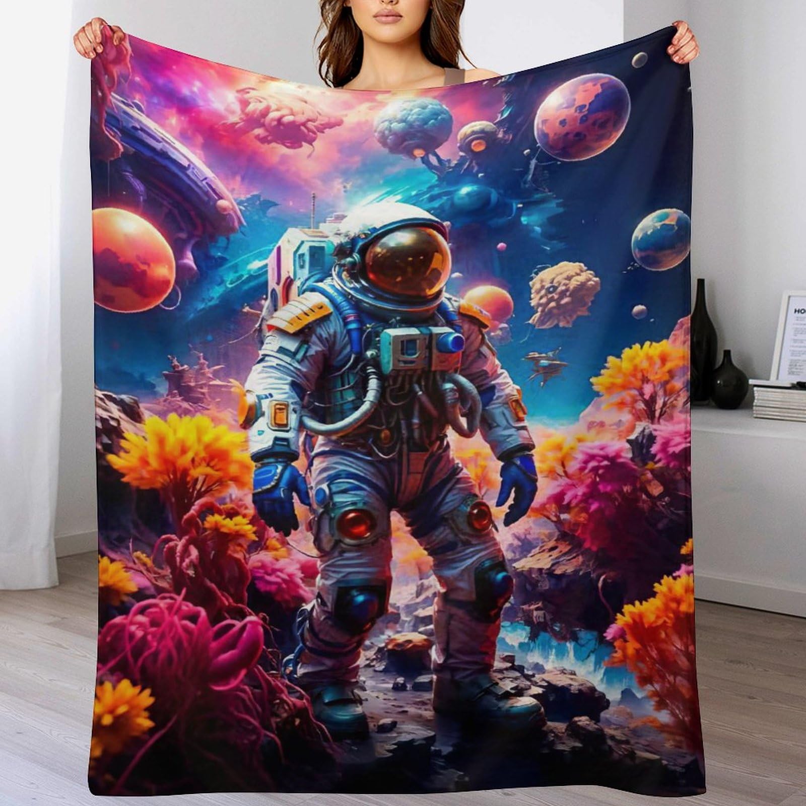 Couverture astronaute en flanelle polaire : plaid douillet premium 140x180