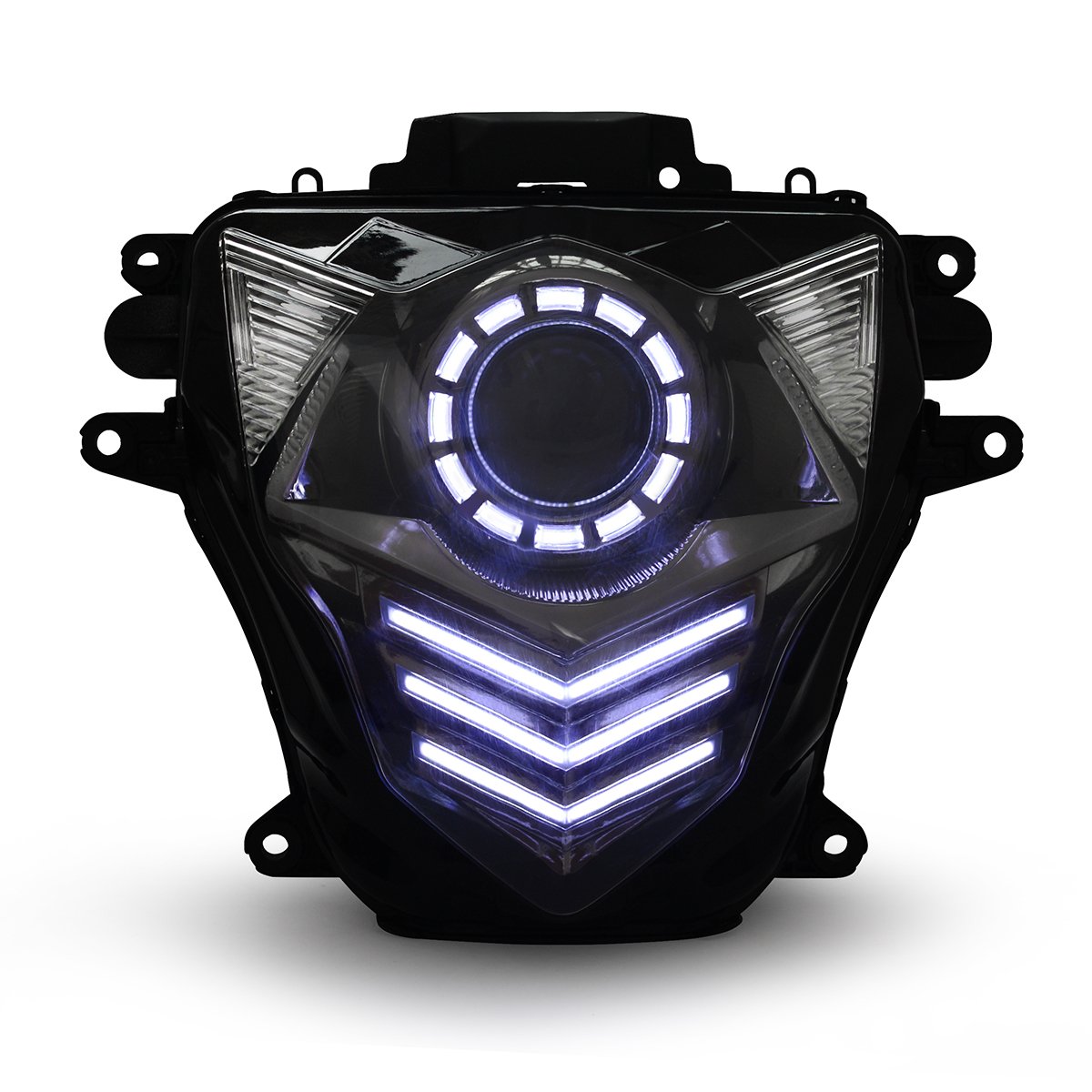 KT LED Headlight Assembly for Suzuki GSXR750 GSX-R750 2011-2024 White DRL Custom Modified Motorcycle Sportbike Front Head Lamp High/Low Beam Daytime Running Light