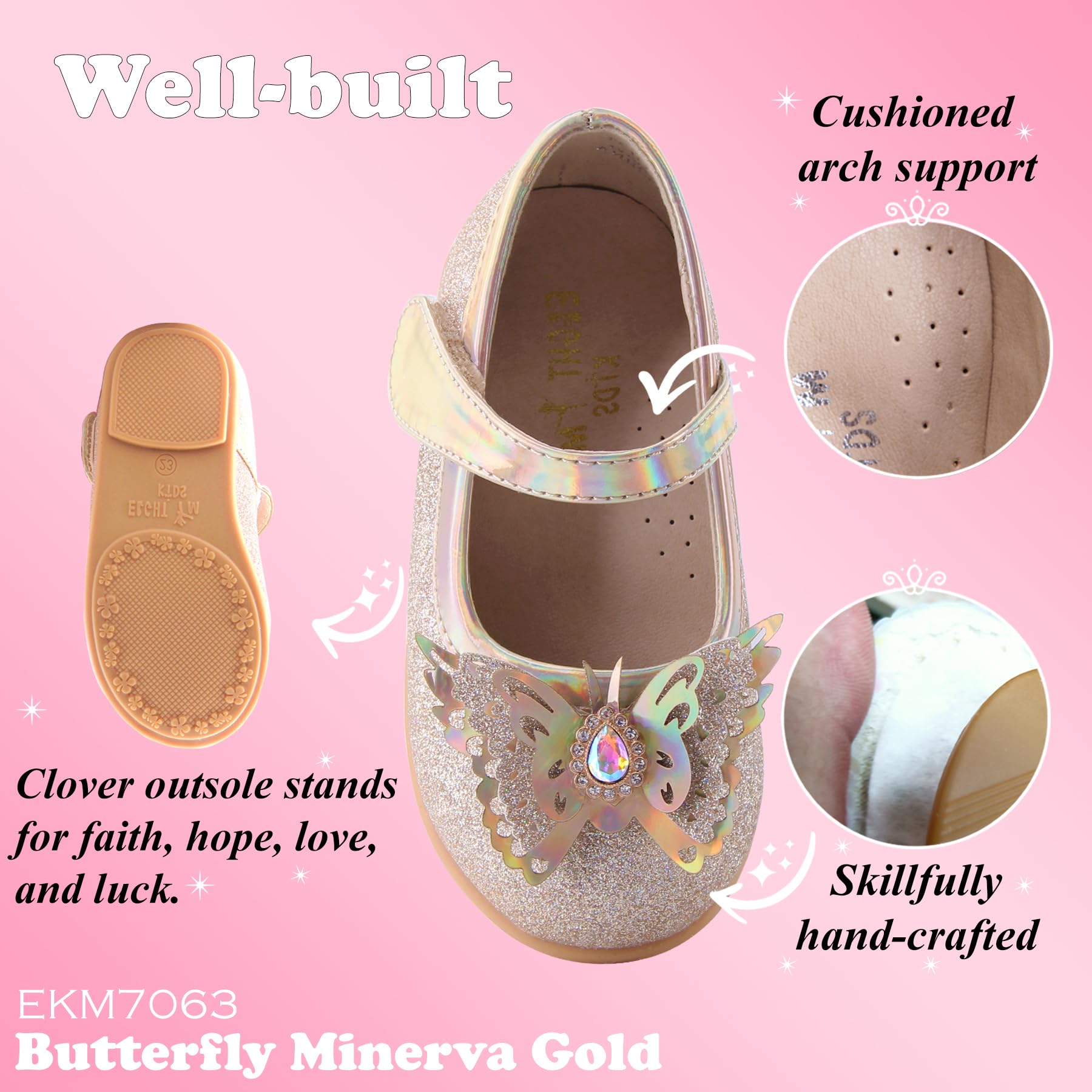 EIGHT KM - Kleinkind Mädchen Kleid Ballerinas Schuhe - Mary Jane Wohnungen - Prinzessin Hochzeit Schuhe