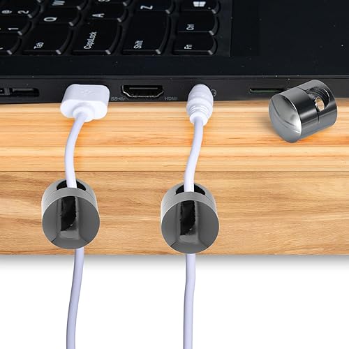 Miniatura 67 de 3 juegos de soportes de cargador para cables, soportes de anclaje de cable ajustables plateados, clips de cable de metal adhesivos, organizadores de